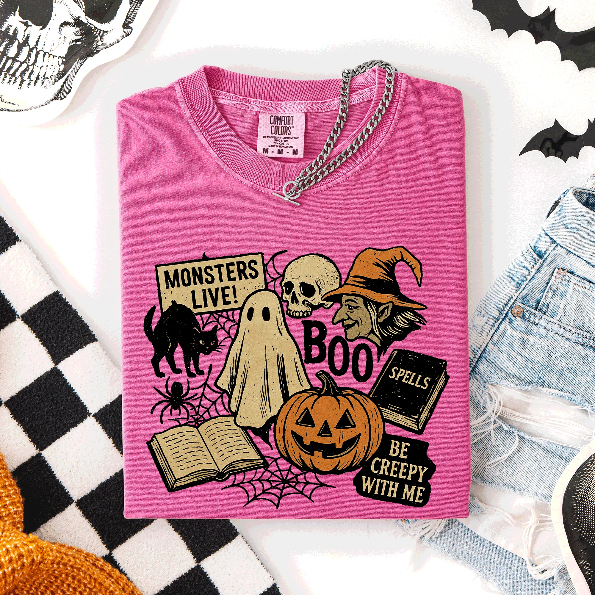 Retro Halloween, Monsters, Witch, Creepy, Comfort Colors T-Shirt sold by Refinery Number One product image thumbnail 4