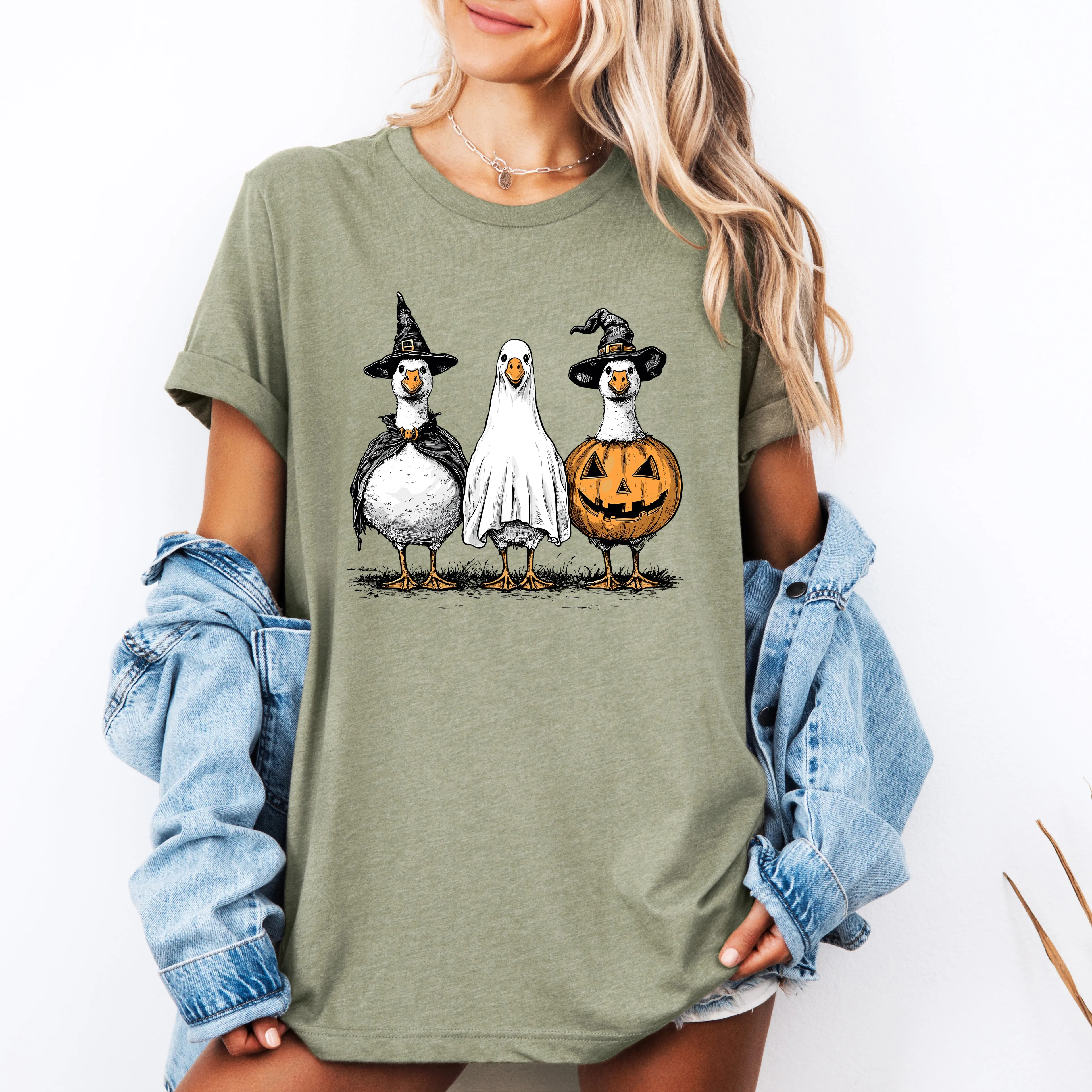 Cute Halloween Geese Whimsical Spooky Season Illustration Laughing Geese Collectible Graphic Tee sold by Refinery Number One