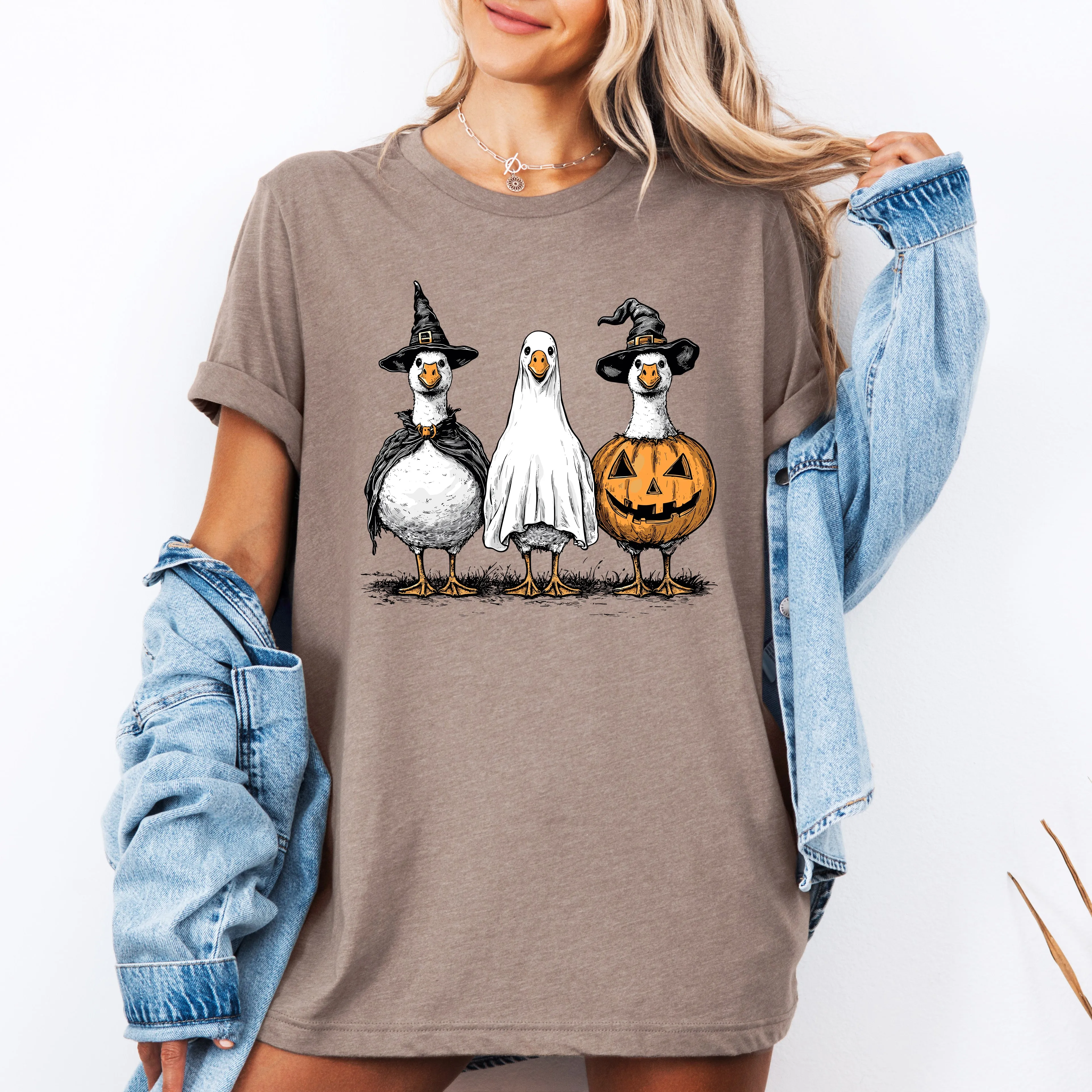 Cute Halloween Geese Whimsical Spooky Season Illustration Laughing Geese Collectible Graphic Tee sold by Refinery Number One product image thumbnail 3