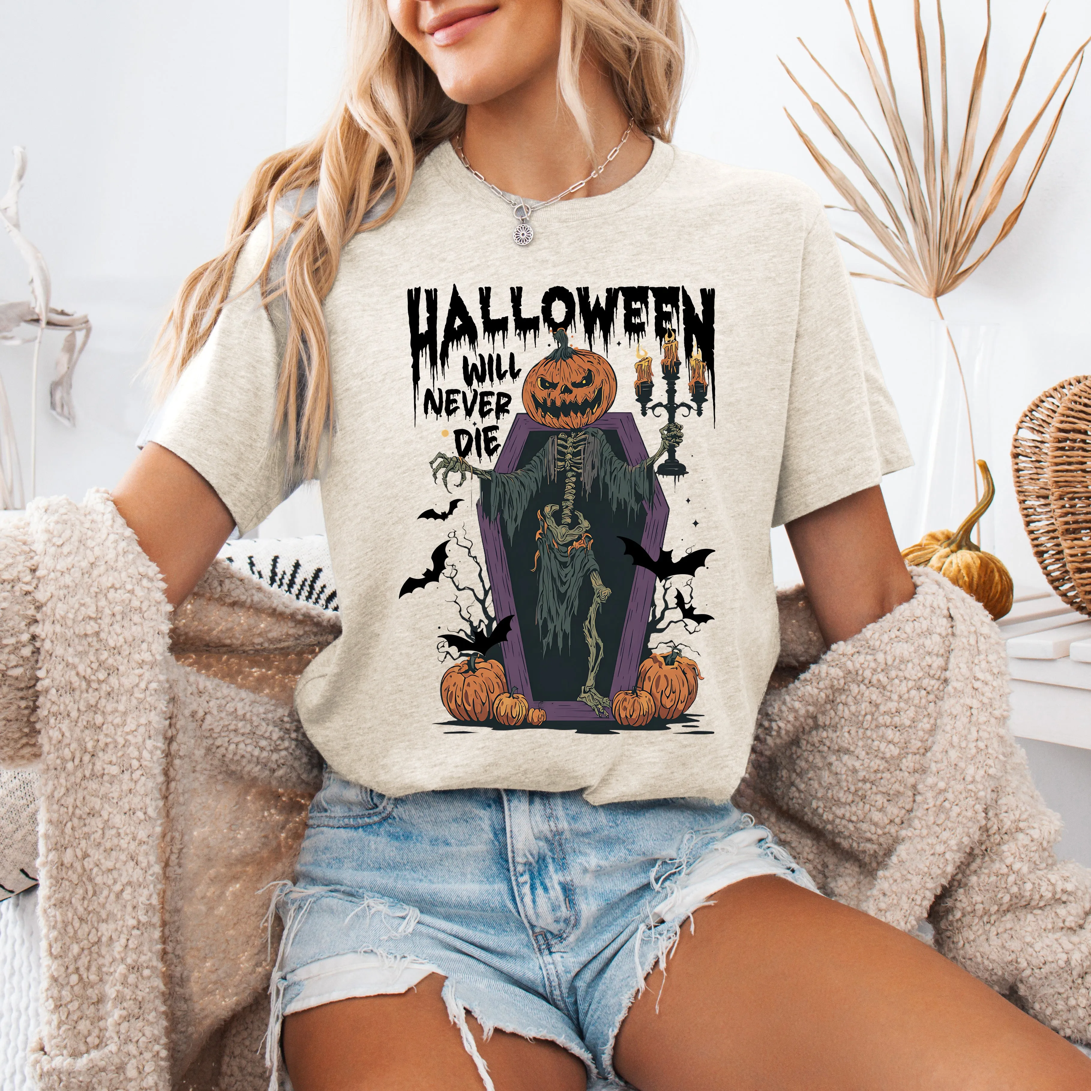 Halloween Will Never Die, Spooky, Jack-o-Lantern, Pumpkin, Tshirt sold by Refinery Number One product image thumbnail 2