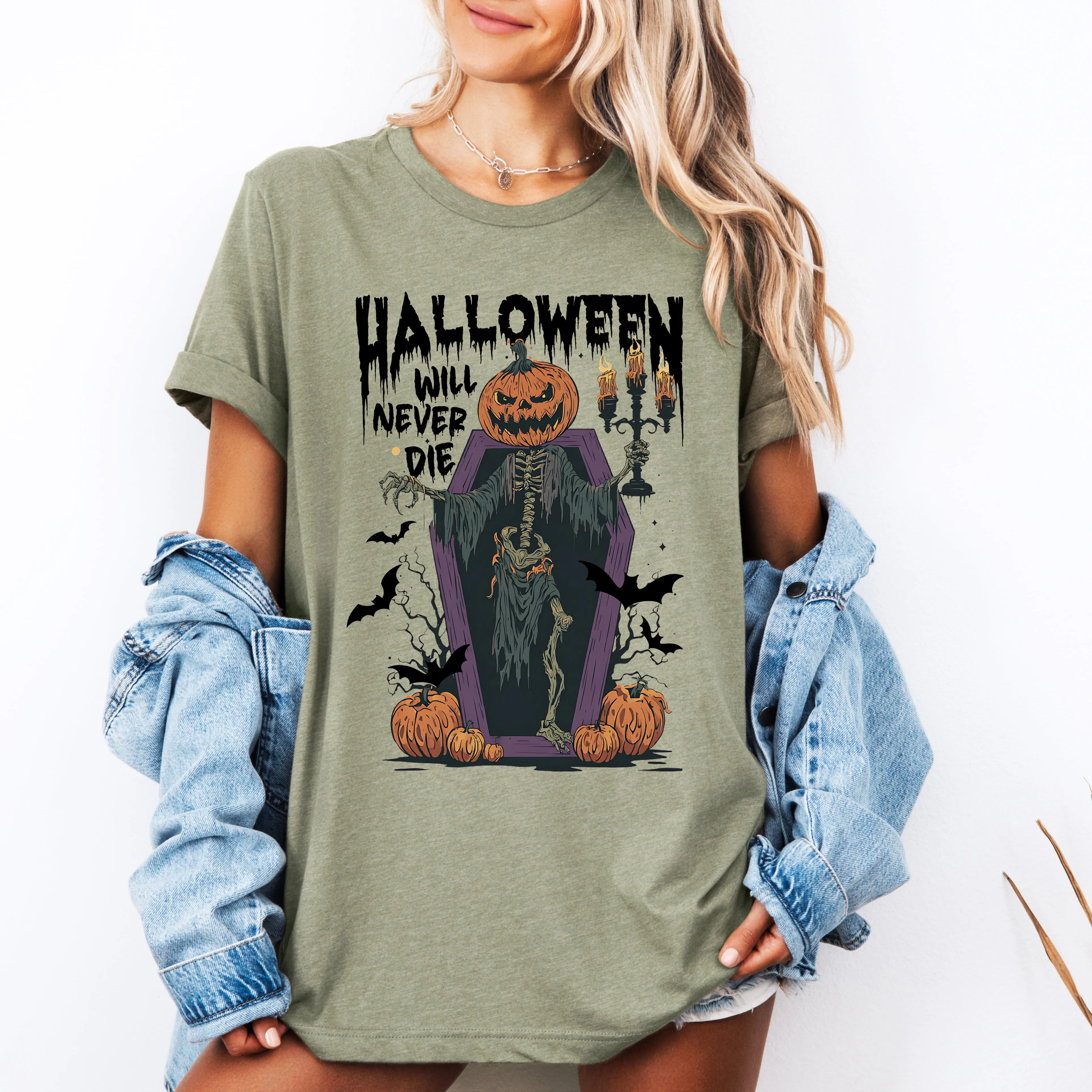 Halloween Will Never Die, Spooky, Jack-o-Lantern, Pumpkin, Tshirt sold by Refinery Number One
