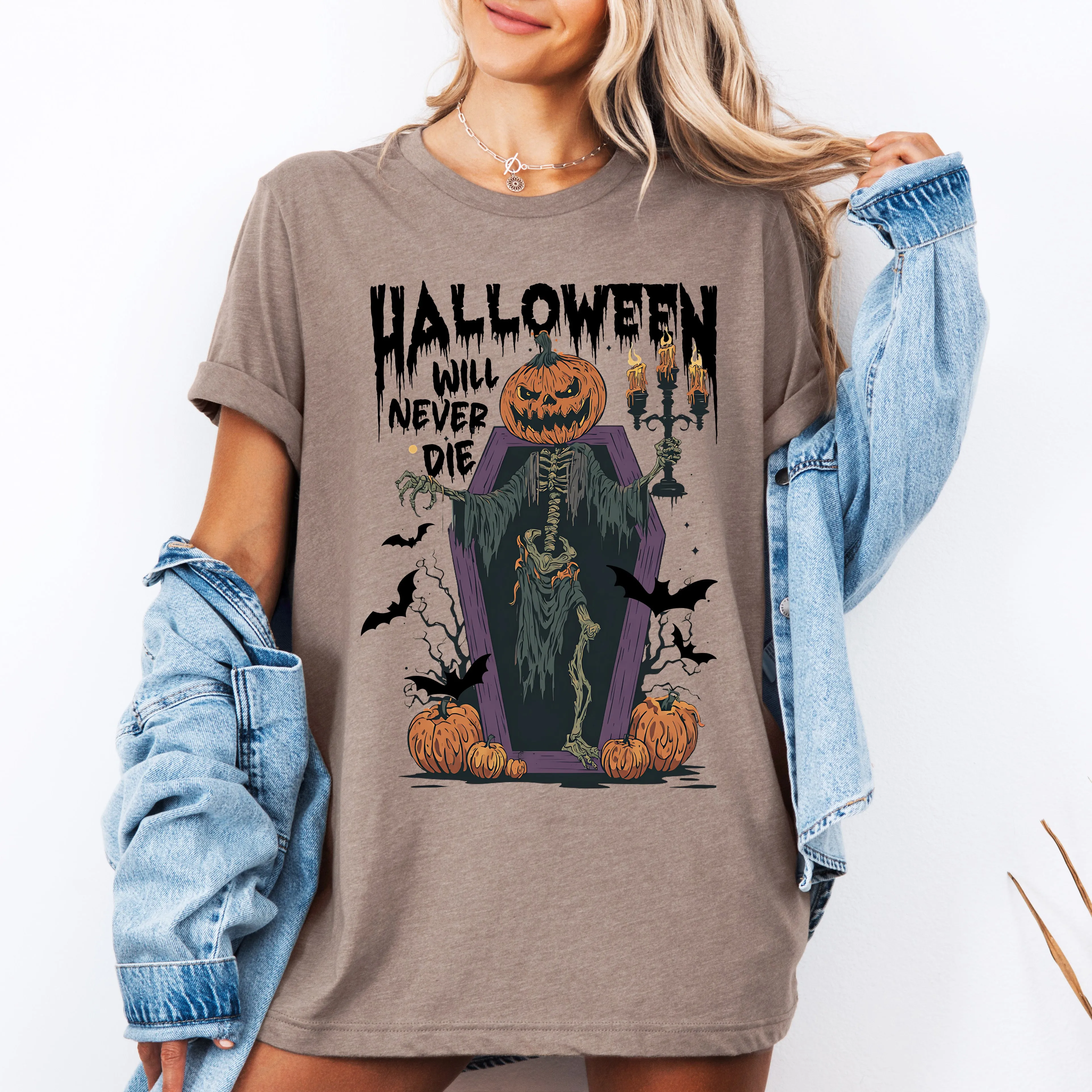 Halloween Will Never Die, Spooky, Jack-o-Lantern, Pumpkin, Tshirt sold by Refinery Number One product image thumbnail 3
