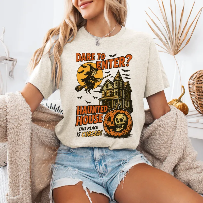 Haunted House, Halloween, Retro, Spooky, Witch, Tshirt sold by Refinery Number One