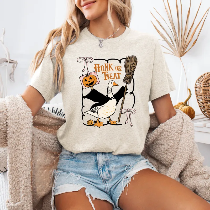 Honk or Treat, Cute Goose, Halloween, Witch, Tshirt sold by Refinery Number One