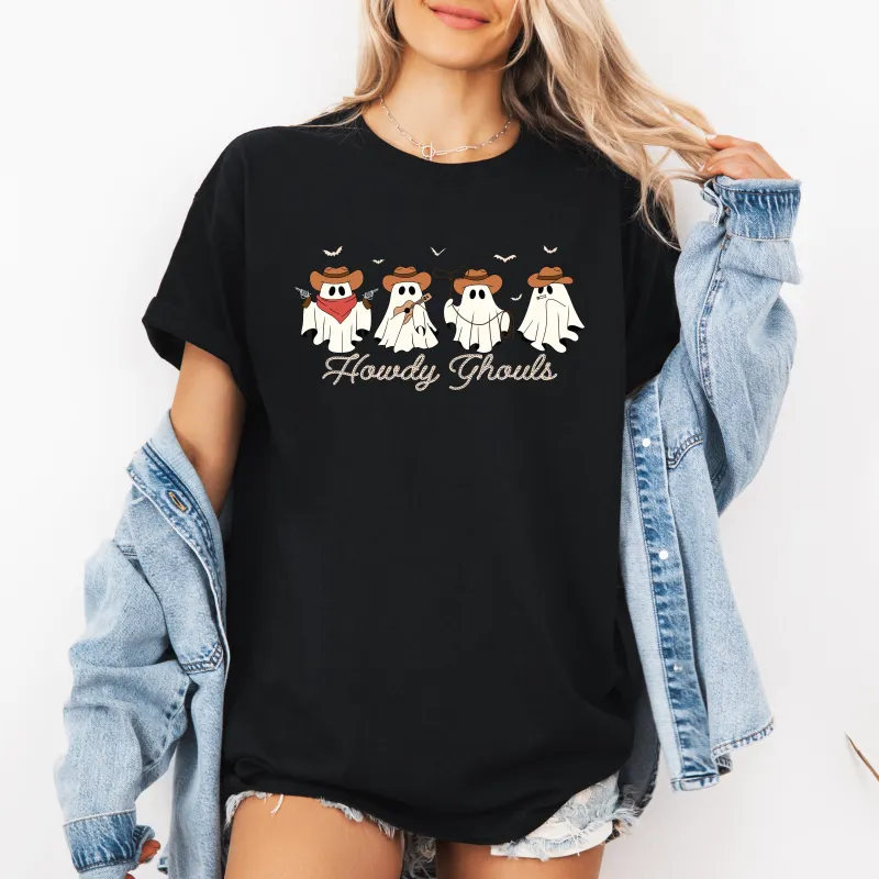 Howdy Ghouls, Cowboy Ghosts, Western, Halloween, Tshirt made by Refinery Number One