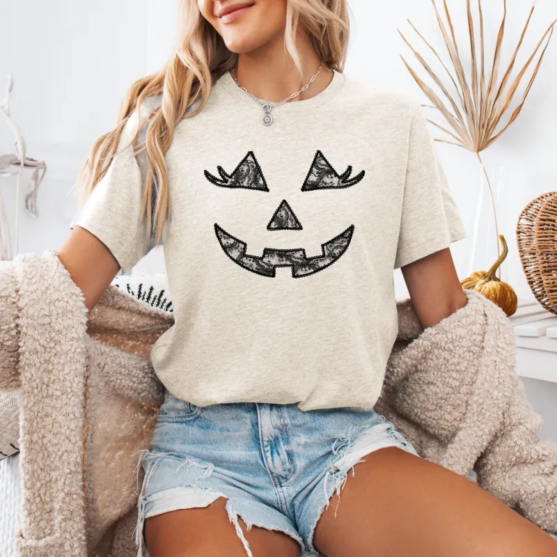Jack-o-Lantern, Coquette, Faux Lace, Halloween, Tshirt sold by Refinery Number One