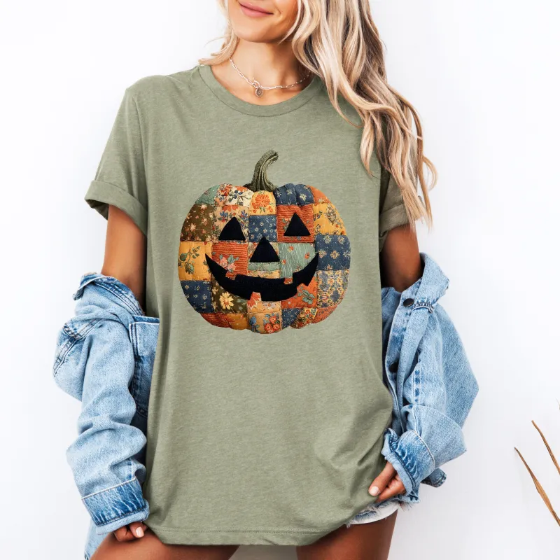 Jack-o-Lantern, Faux Quilt Pumpkin, Halloween, Fall, Autumn, Tshirt sold by Refinery Number One