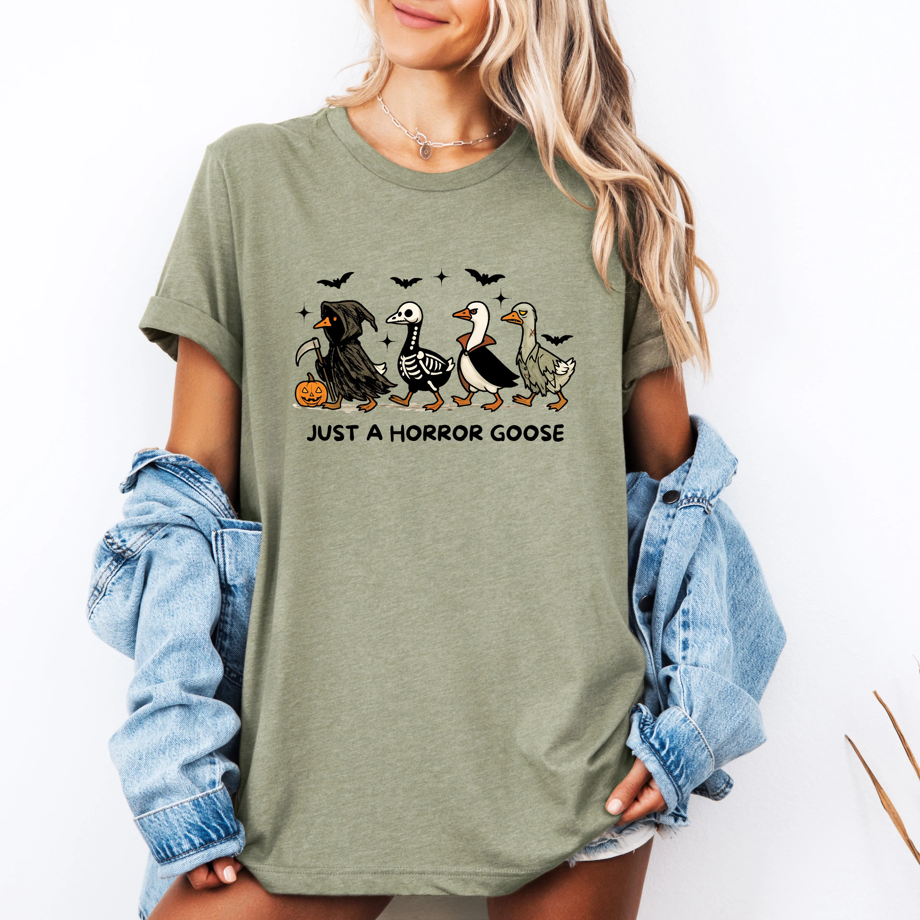 Just A Horror Goose, Cute, Halloween, Spooky, Tshirt sold by Refinery Number One