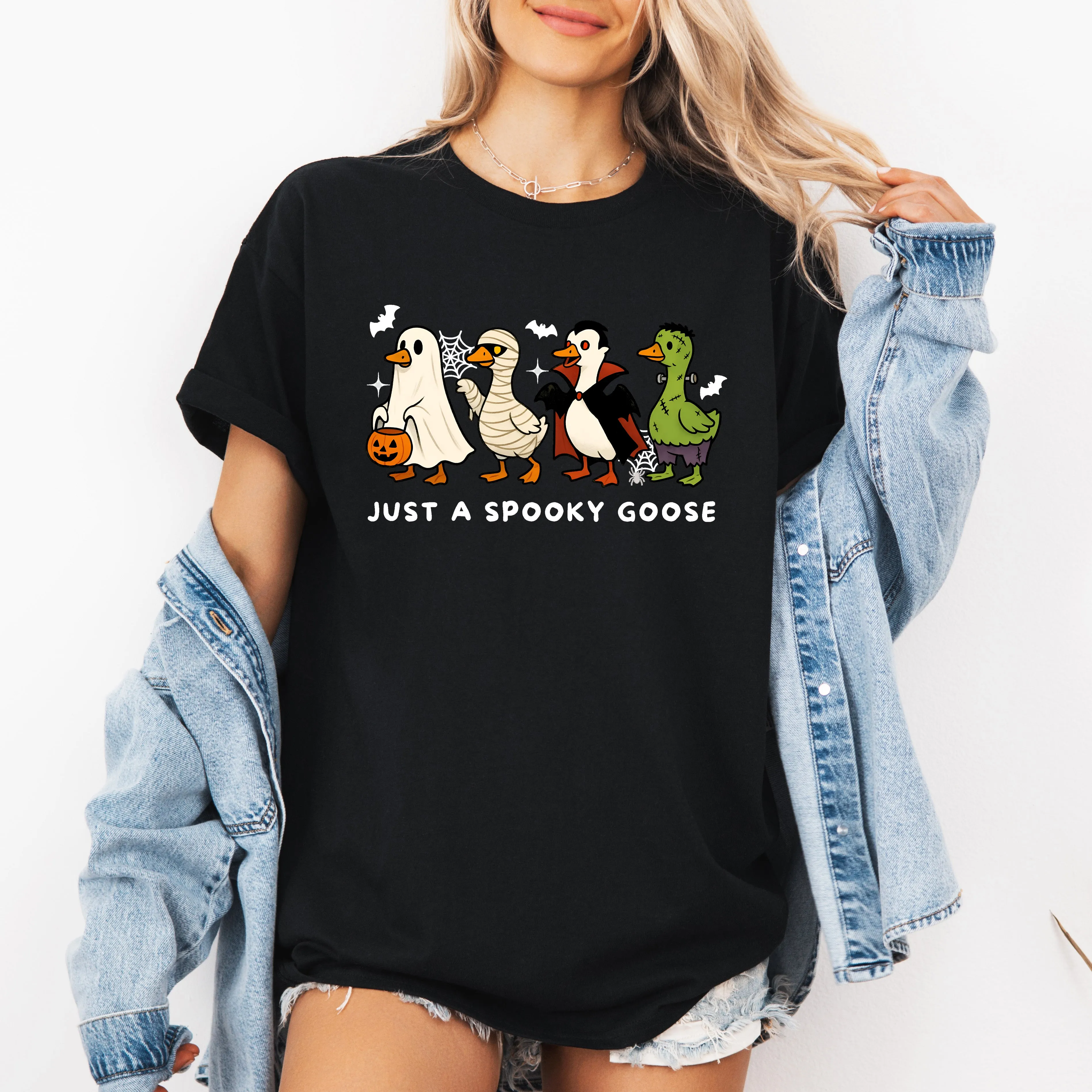 Just A Spooky Goose, Dracula, Vampire, Ghost, Mummy, Halloween, Funny, Tshirt sold by Refinery Number One product image thumbnail 4