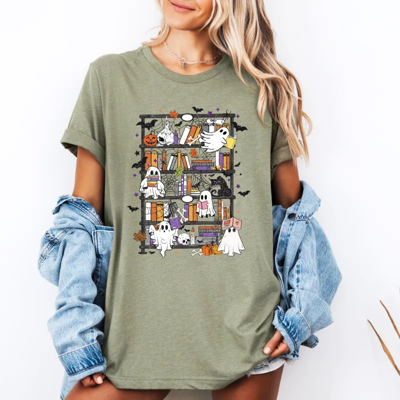 Reading Ghosts, Bookish, Library, Spooky, Halloween, Booktok, Trending Graphic Tee, Tshirt sold by Refinery Number One