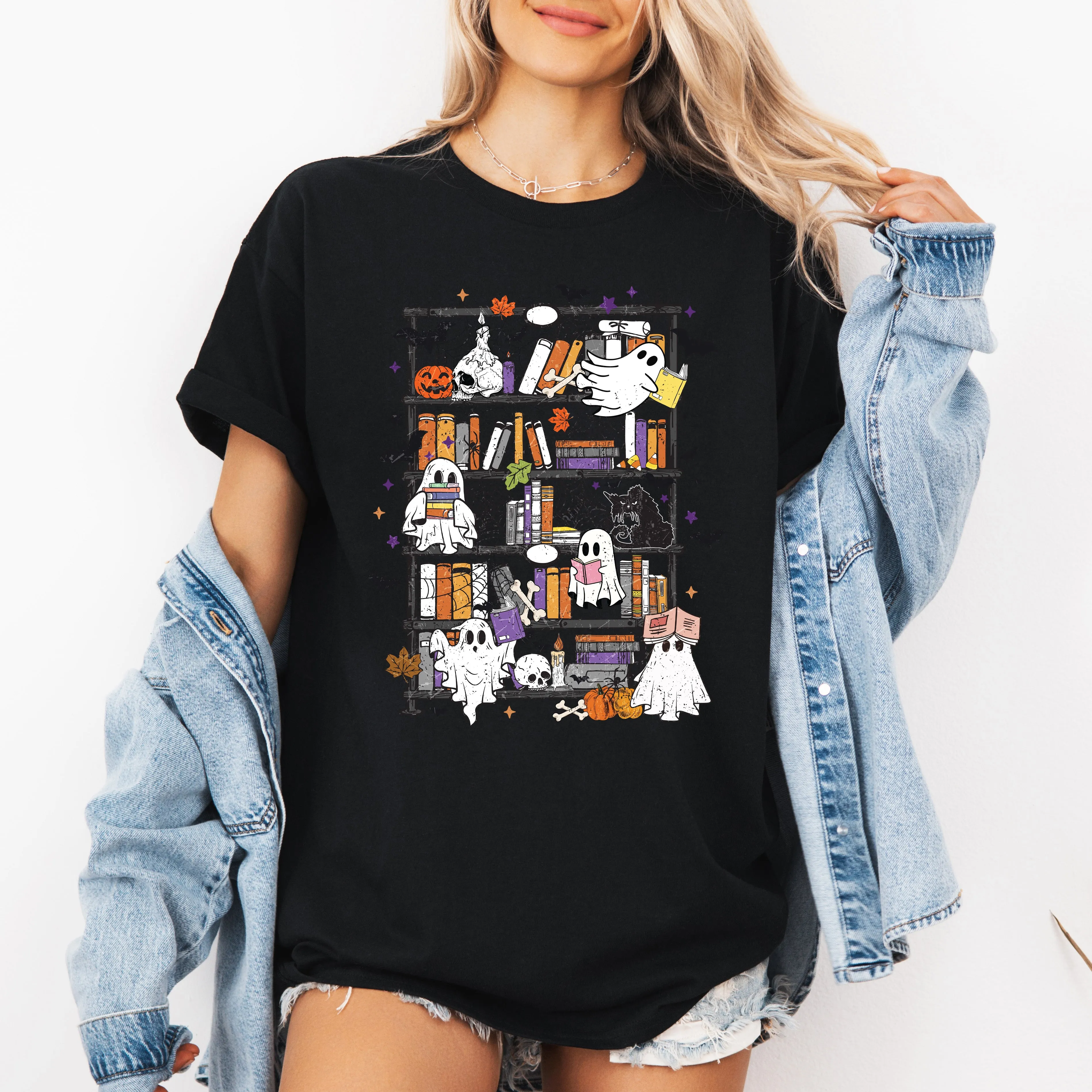 Reading Ghosts Bookish Library Spooky Halloween BookTok Lovers Limited Edition Graphic Tee sold by Refinery Number One product image thumbnail 3