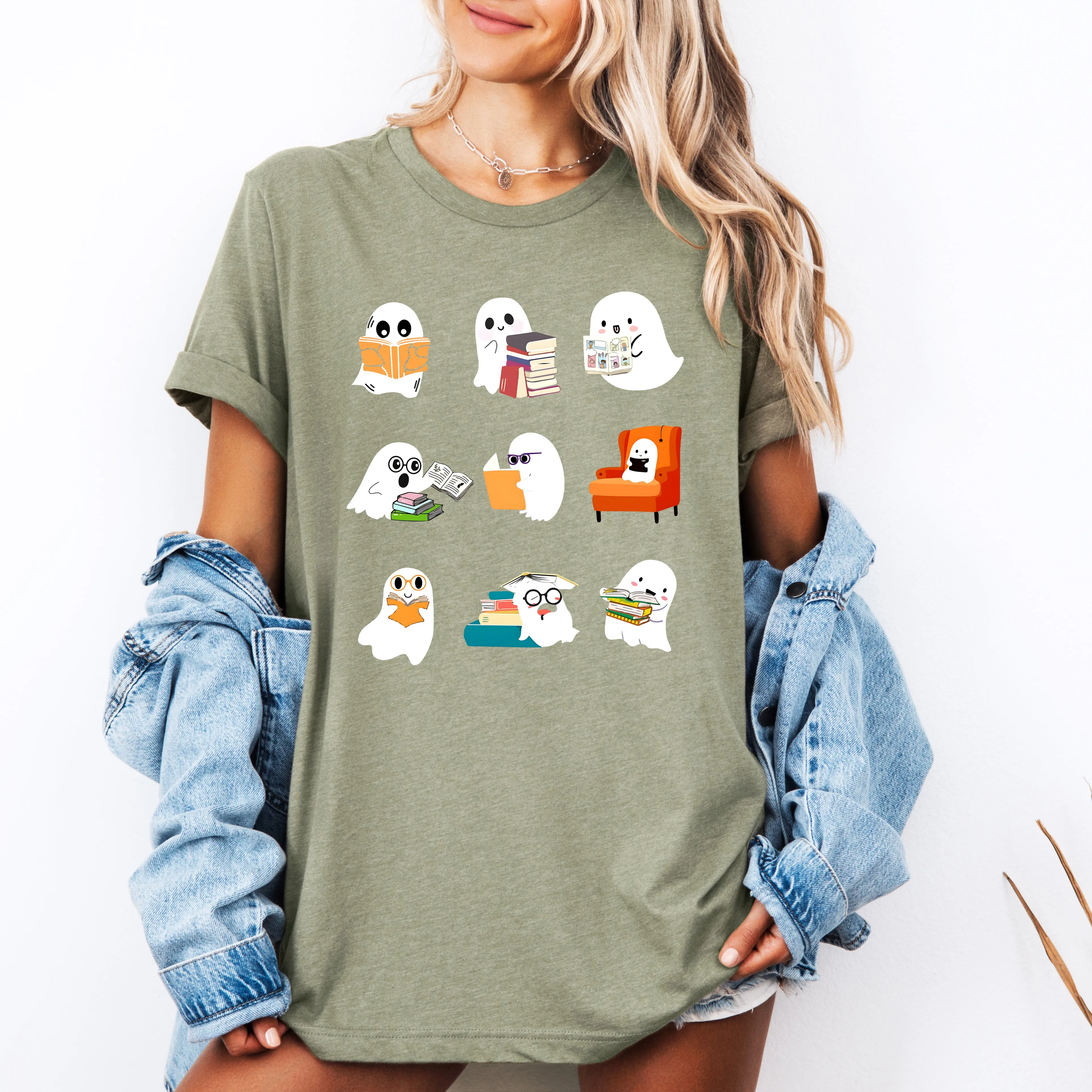 Reading Ghosts, Halloween, Library, Books, Tshirt sold by Refinery Number One product image thumbnail 3