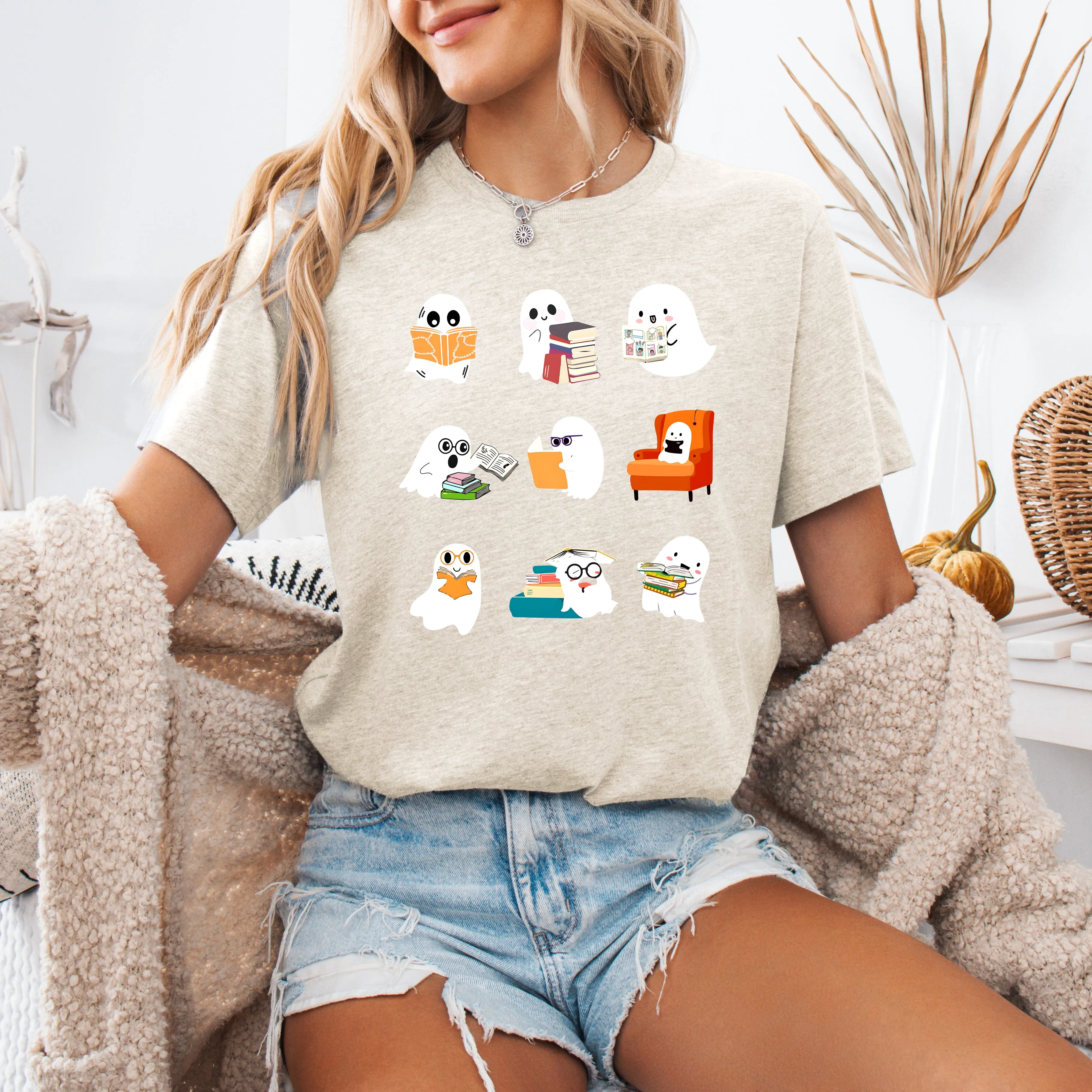 Reading Ghosts, Halloween, Library, Books, Tshirt sold by Refinery Number One product image thumbnail 4