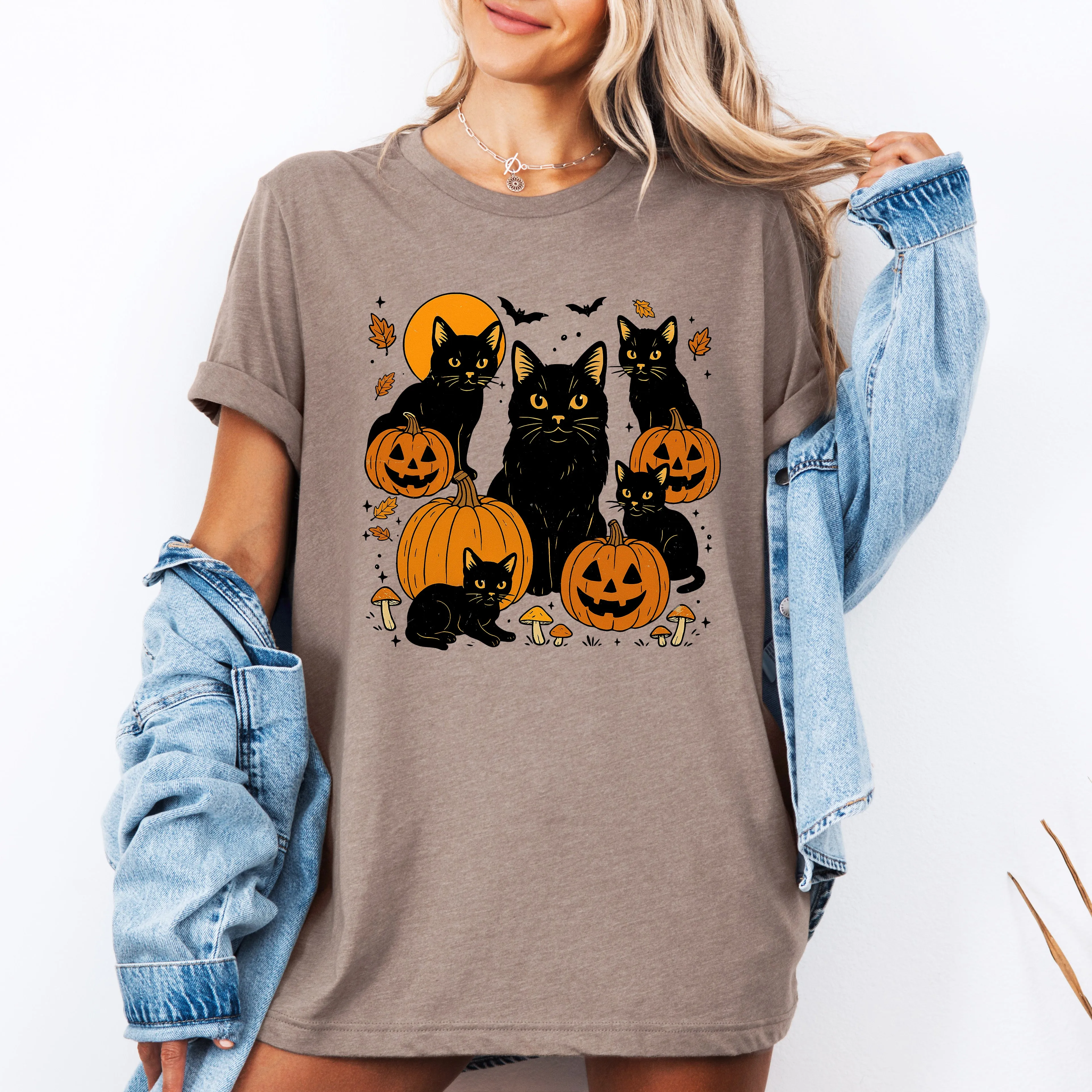 Retro Black Cats, Pumpkins, Halloween, Spooky, Tshirt sold by Refinery Number One product image thumbnail 3