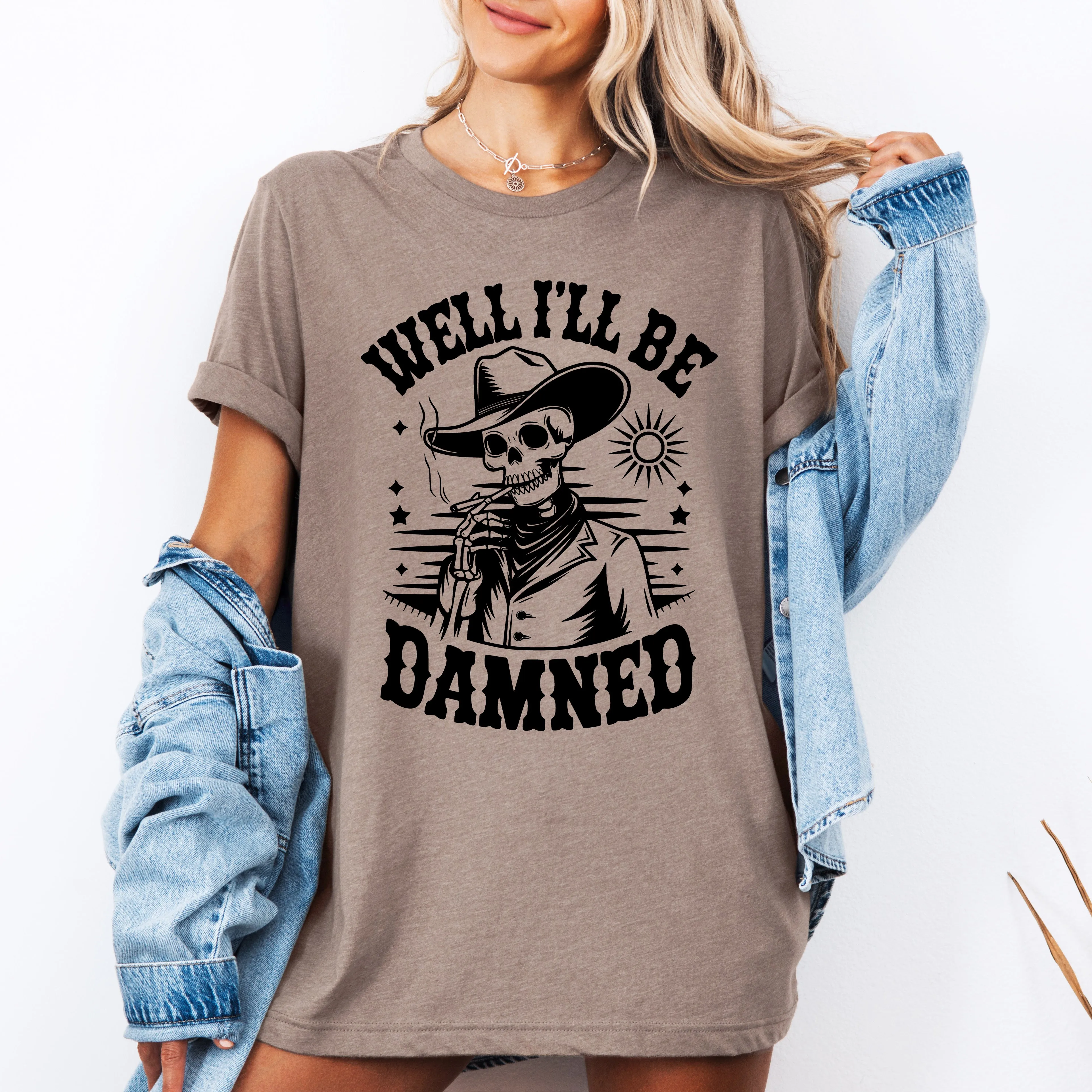 Well I'll Be Damned, Skeleton, Funny, Halloween, Tshirt sold by Refinery Number One product image thumbnail 2