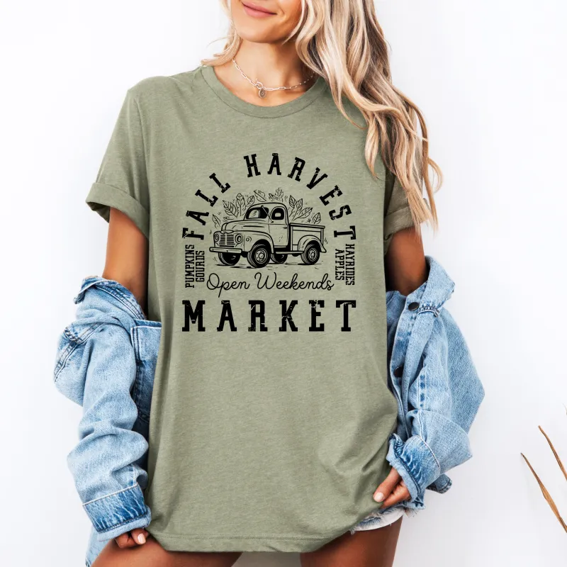 Fall Harvest Market, Pumpkins, Autumn, Tshirt sold by Refinery Number One