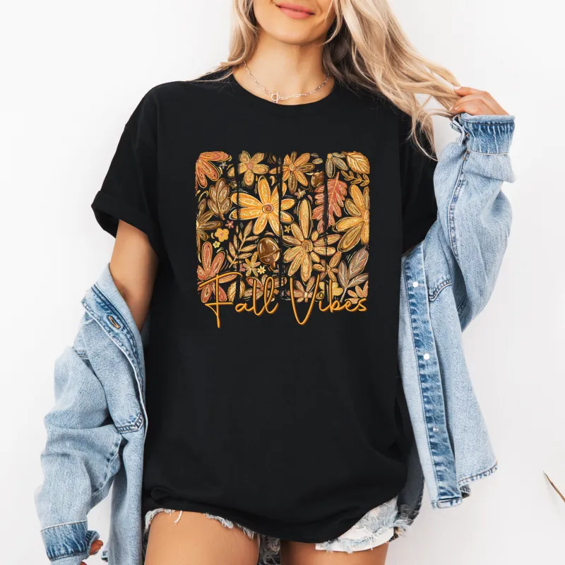 Fall Vibes, Colorful Autumn Flowers, Tshirt sold by Refinery Number One