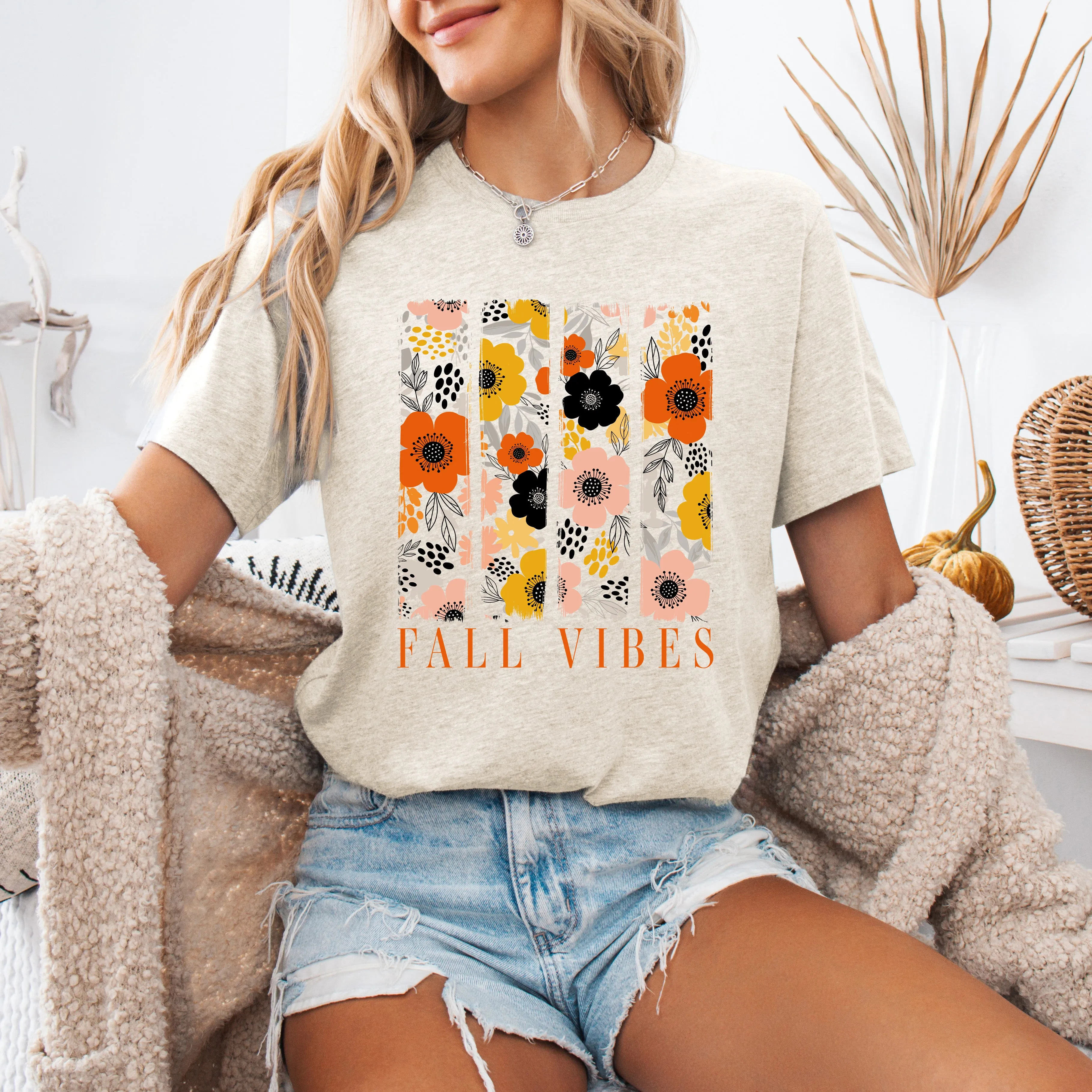 Fall Vibes, Floral Stripes, Beautiful Autumn, Tshirt sold by Refinery Number One