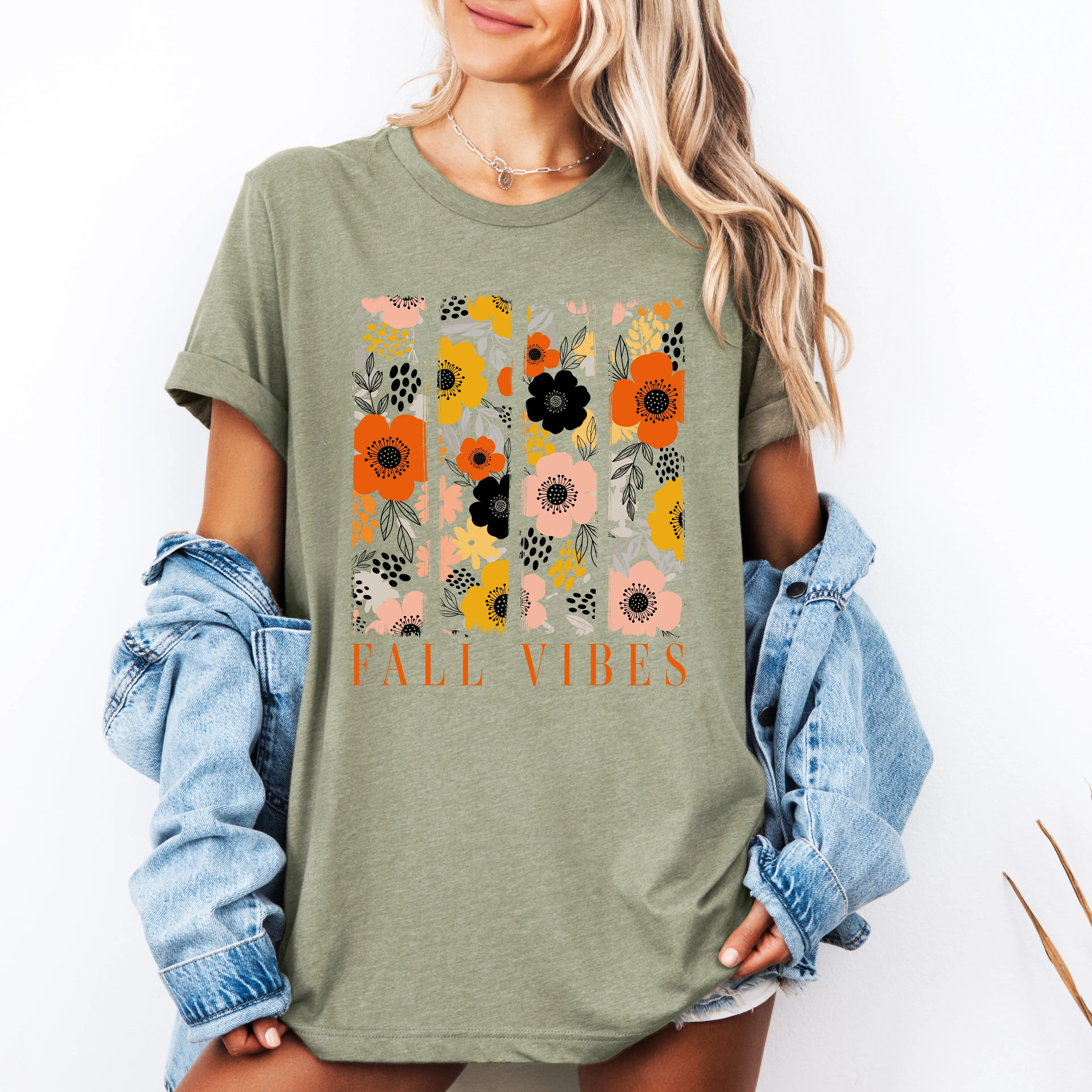 Fall Vibes, Floral Stripes, Beautiful Autumn, Tshirt sold by Refinery Number One product image thumbnail 3