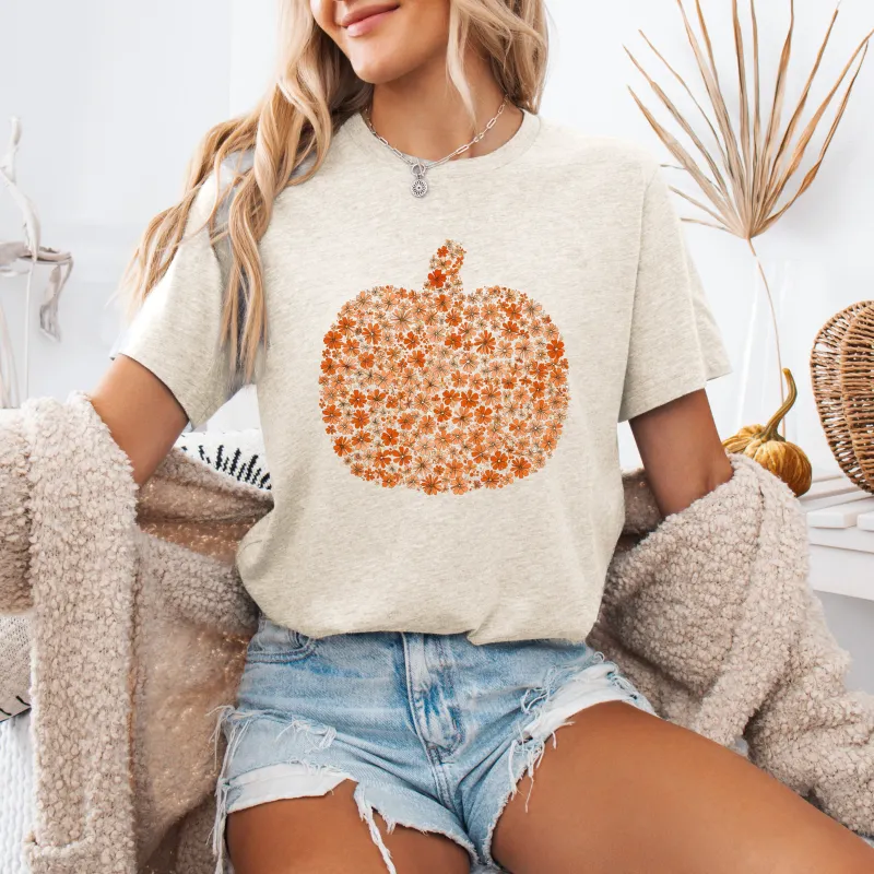 Floral Pumpkin, Autumn Flowers, Fall, Tshirt sold by Refinery Number One