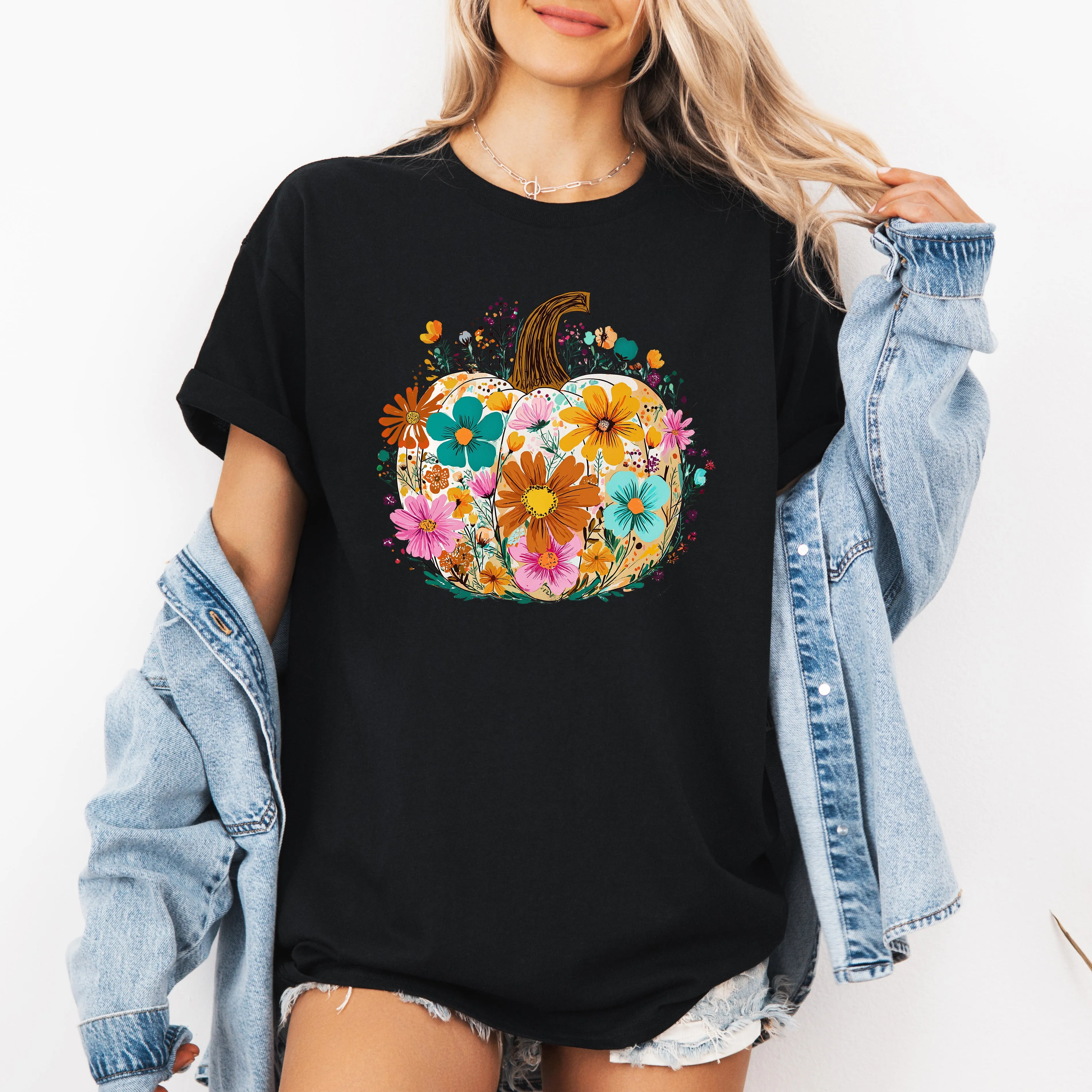 Pumpkin Floral, Halloween, Fall, Autumn, Tshirt sold by Refinery Number One product image thumbnail 3