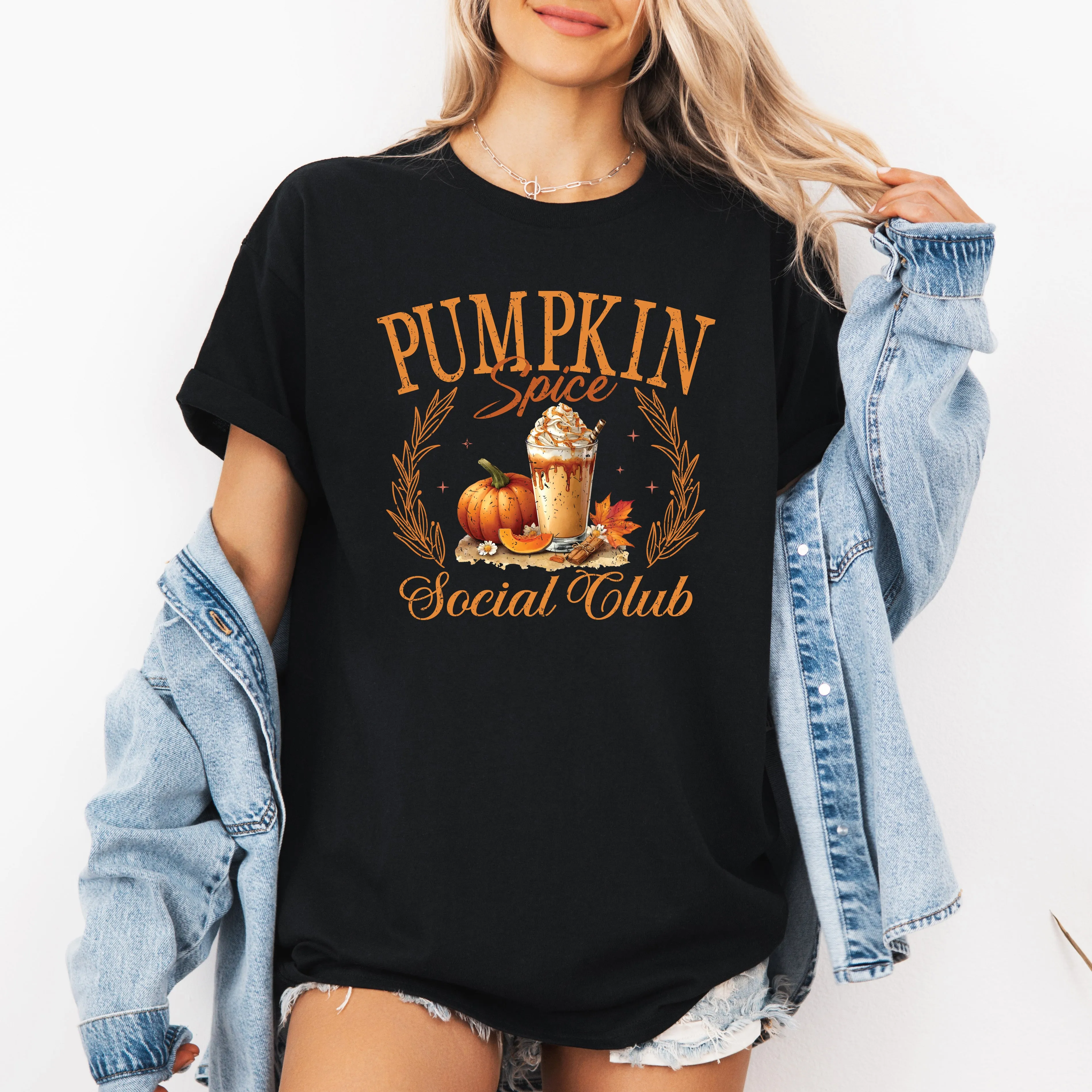 Pumpkin Spice Social Club Autumn Halloween Fall Seasonal Cozy Limited Edition Graphic Tee sold by Refinery Number One