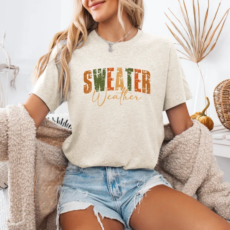 Sweater Weather, Fall, Retro Varsity, Autumn, Pumpkin, Tshirt sold by Refinery Number One