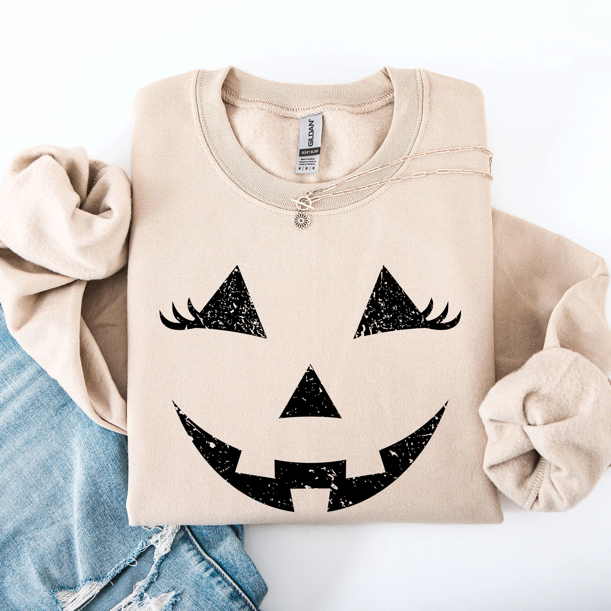 Cute Jack o Lantern, Halloween Sweatshirt sold by Refinery Number One product image thumbnail 3