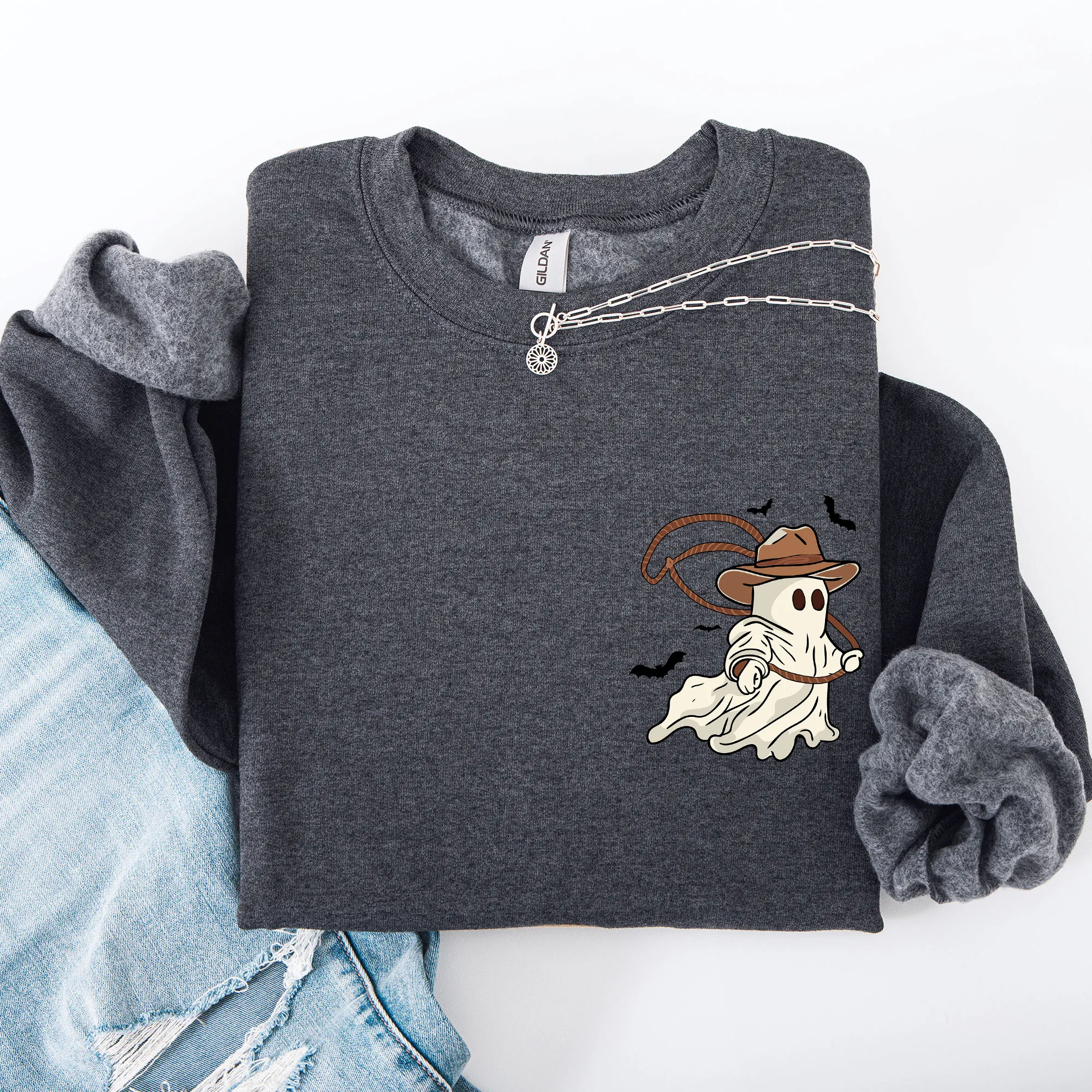 Cowboy Ghost, Lasso, Halloween, Cute, Western, Country, Pocket Sweatshirt sold by Refinery Number One product image thumbnail 4