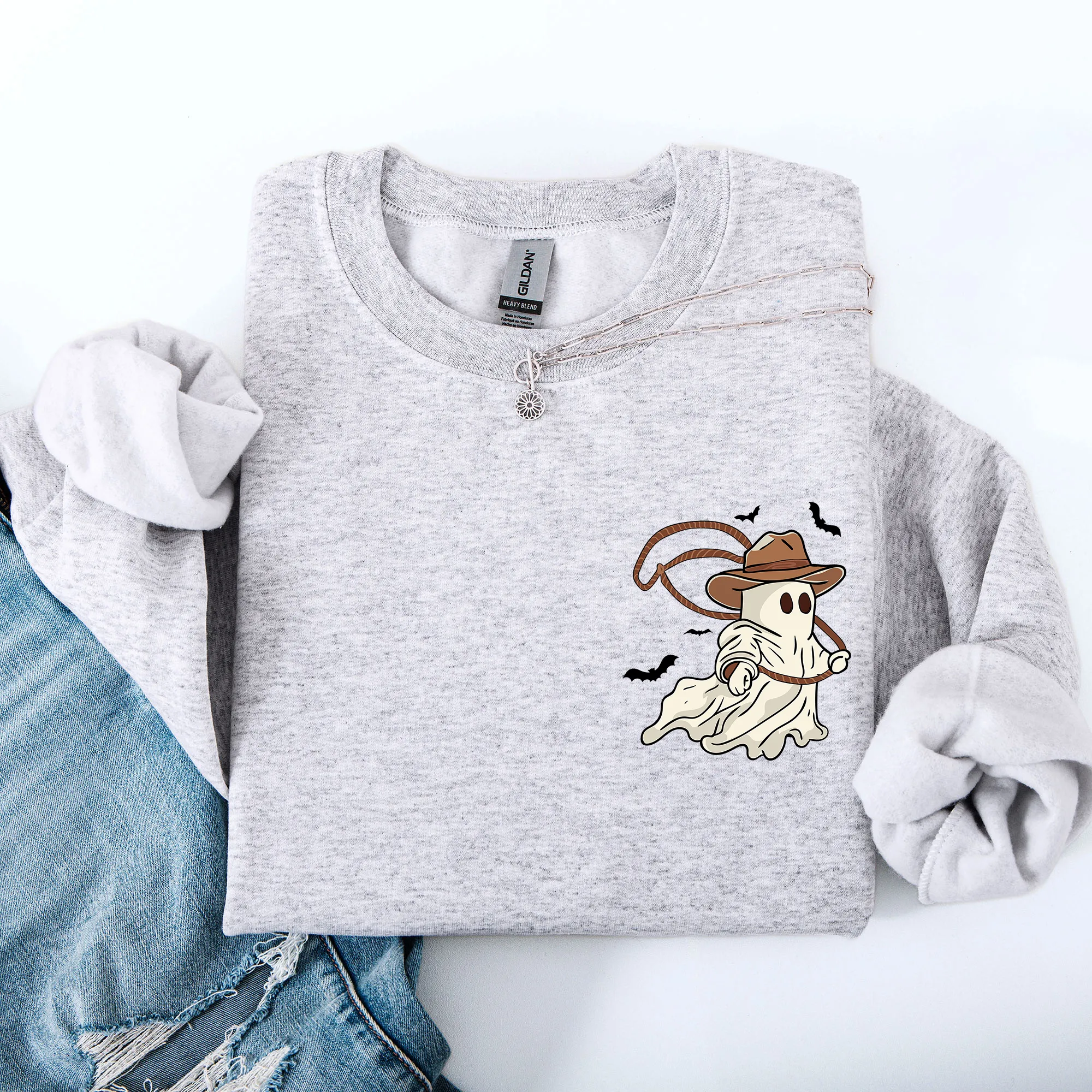Cowboy Ghost, Lasso, Halloween, Cute, Western, Country, Pocket Sweatshirt sold by Refinery Number One product image thumbnail 2