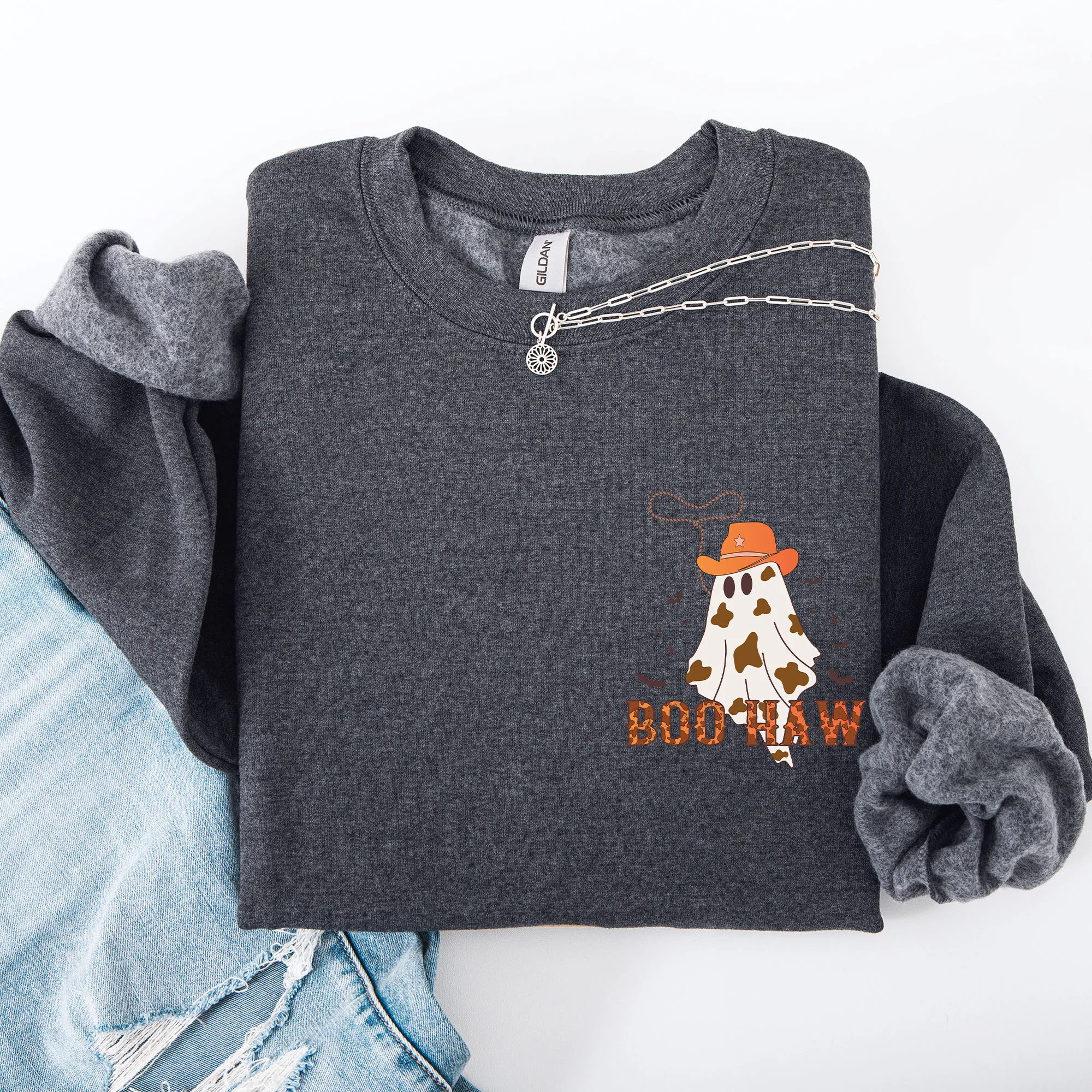 Boo Haw, Cowboy, Western, Country, Halloween, Pocket Sweatshirt sold by Refinery Number One product image thumbnail 4