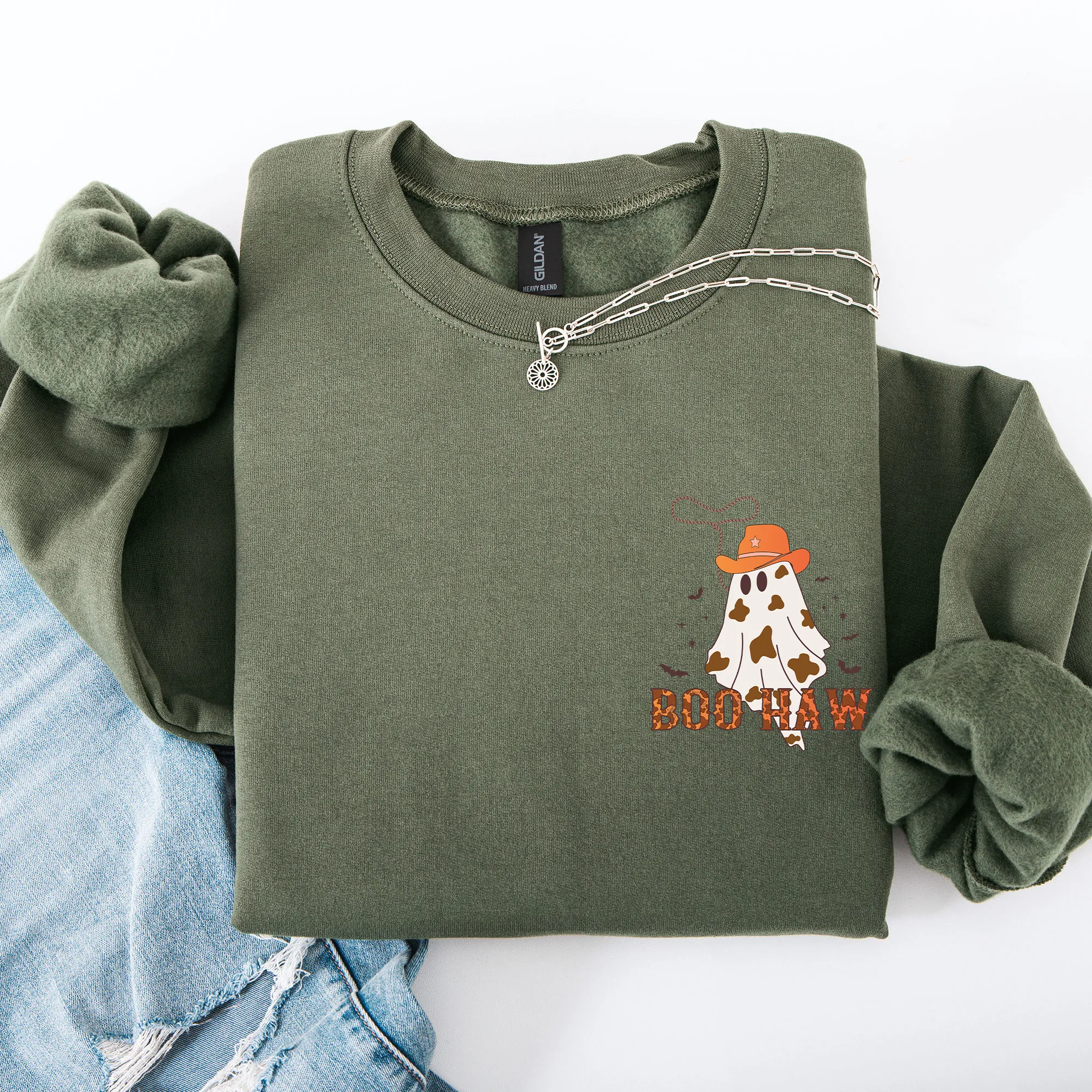 Boo Haw, Cowboy, Western, Country, Halloween, Pocket Sweatshirt sold by Refinery Number One product image thumbnail 5