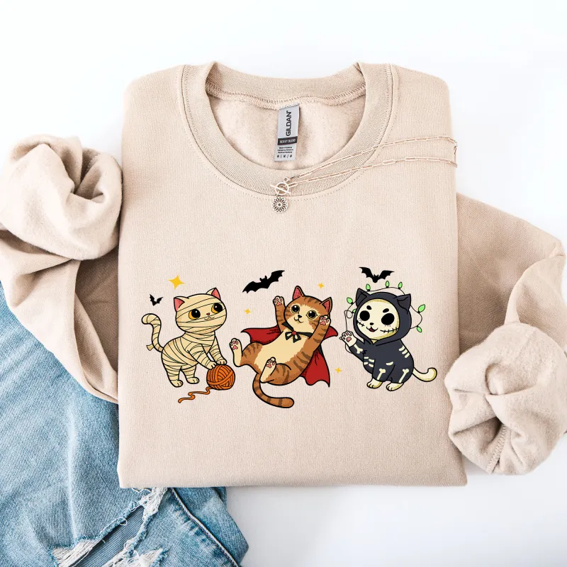 Adorable Halloween Cats, Cute, Fall, Autumn, Costume Sweatshirt sold by Refinery Number One