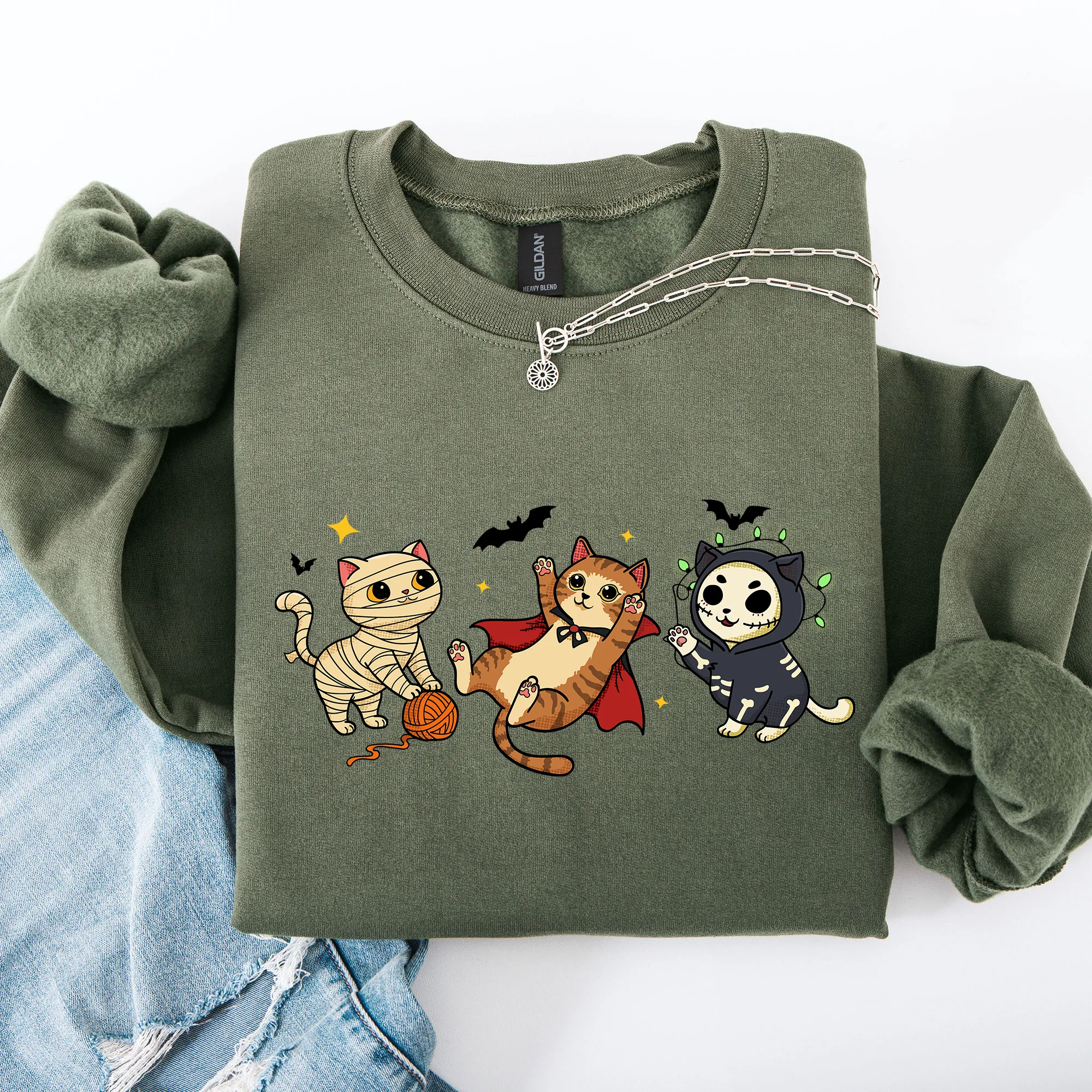 Adorable Halloween Cats, Cute, Fall, Autumn, Costume Sweatshirt sold by Refinery Number One product image thumbnail 5