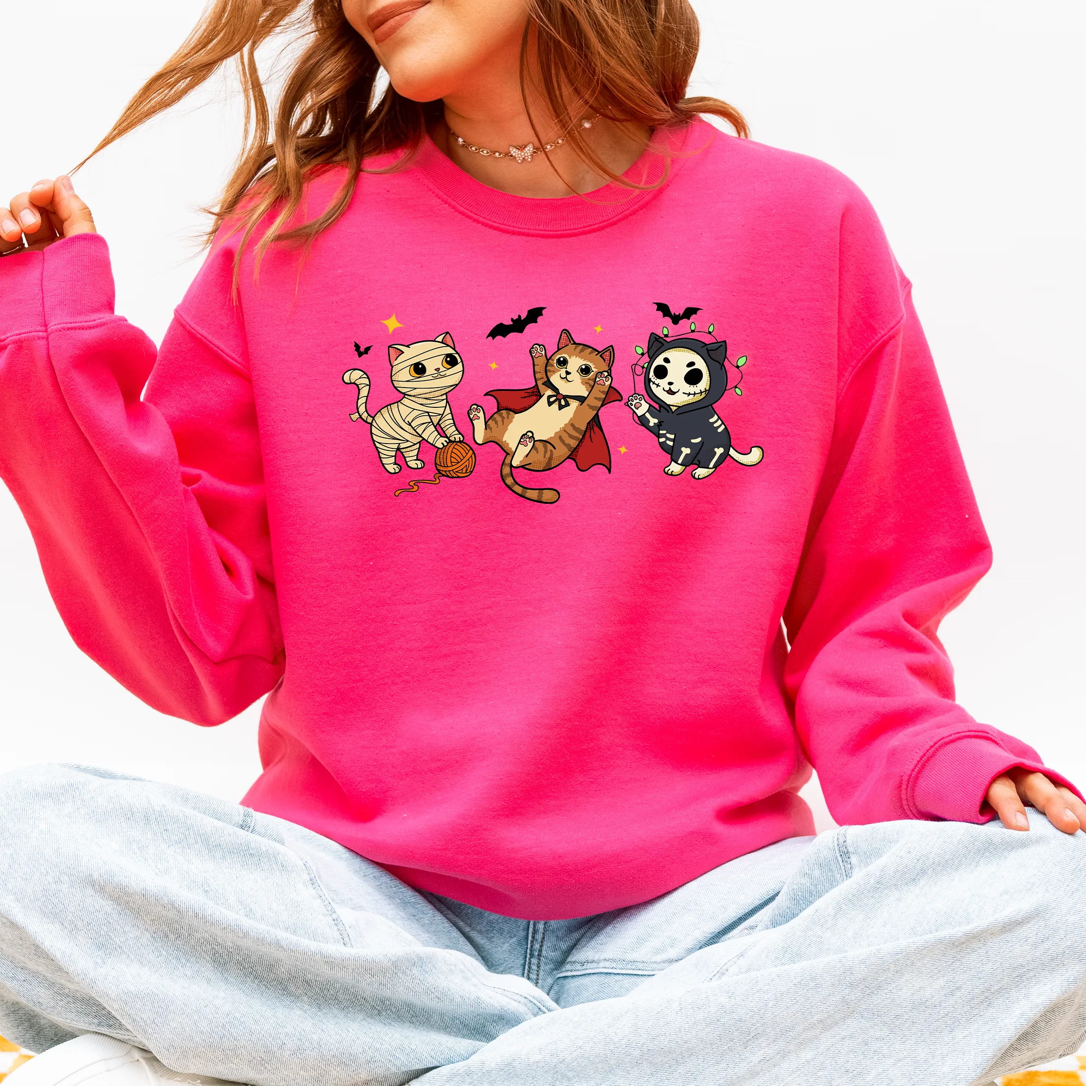 Adorable Halloween Cats, Cute, Fall, Autumn, Costume Sweatshirt sold by Refinery Number One product image thumbnail 2