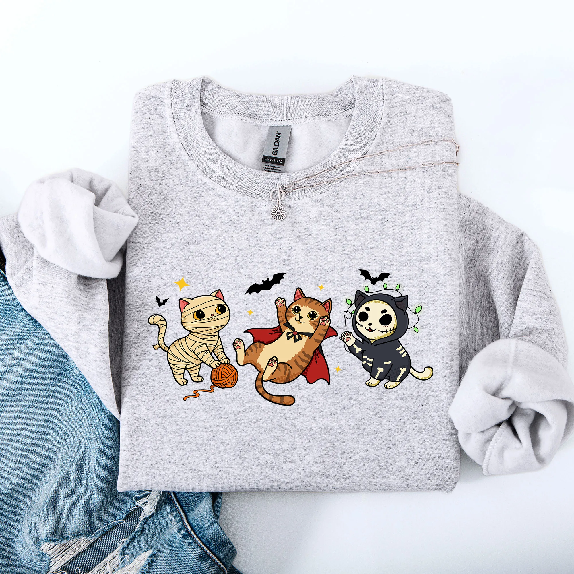 Adorable Halloween Cats, Cute, Fall, Autumn, Costume Sweatshirt sold by Refinery Number One product image thumbnail 3