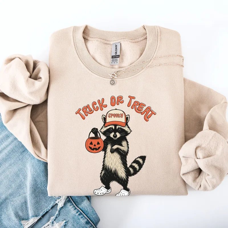 Raccoon, Trick or Treat, Cute, Halloween, Spooky Sweatshirt sold by Refinery Number One