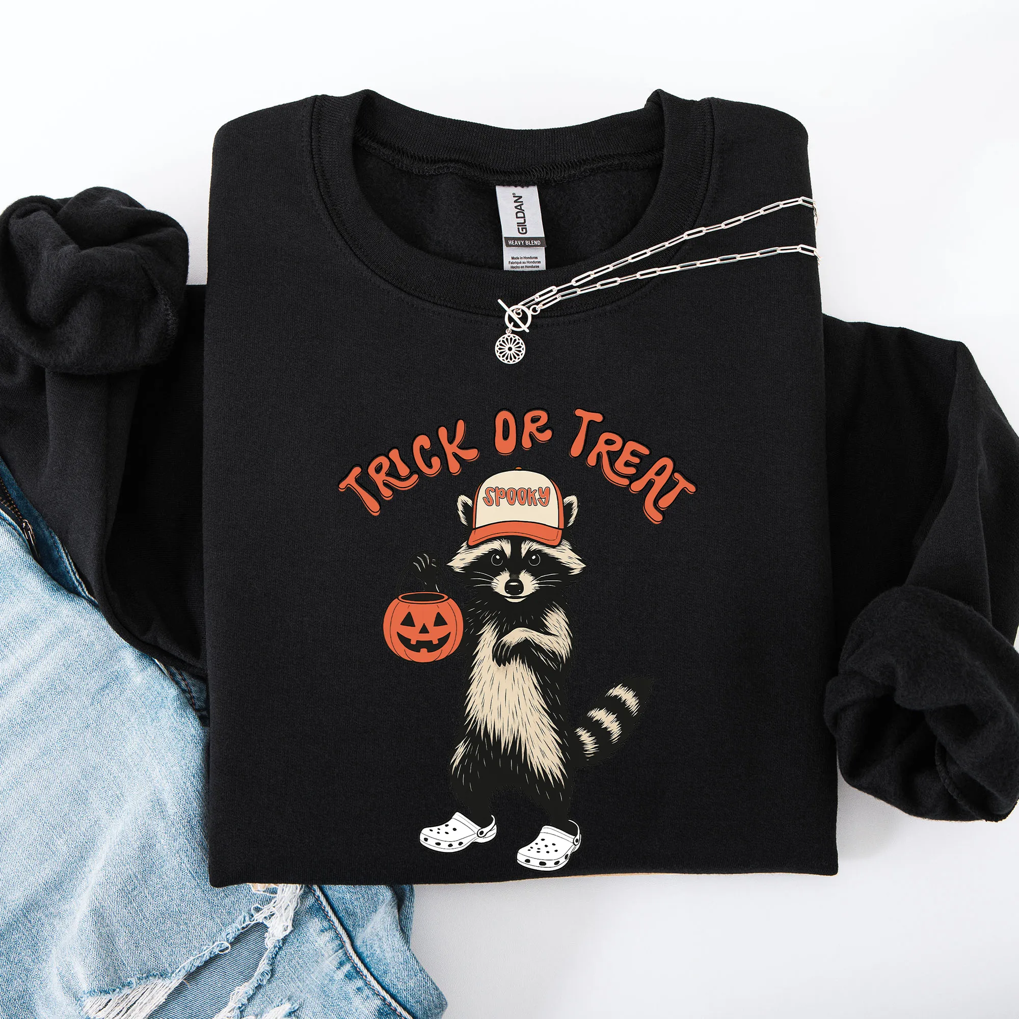 Raccoon, Trick or Treat, Cute, Halloween, Spooky Sweatshirt sold by Refinery Number One product image thumbnail 5