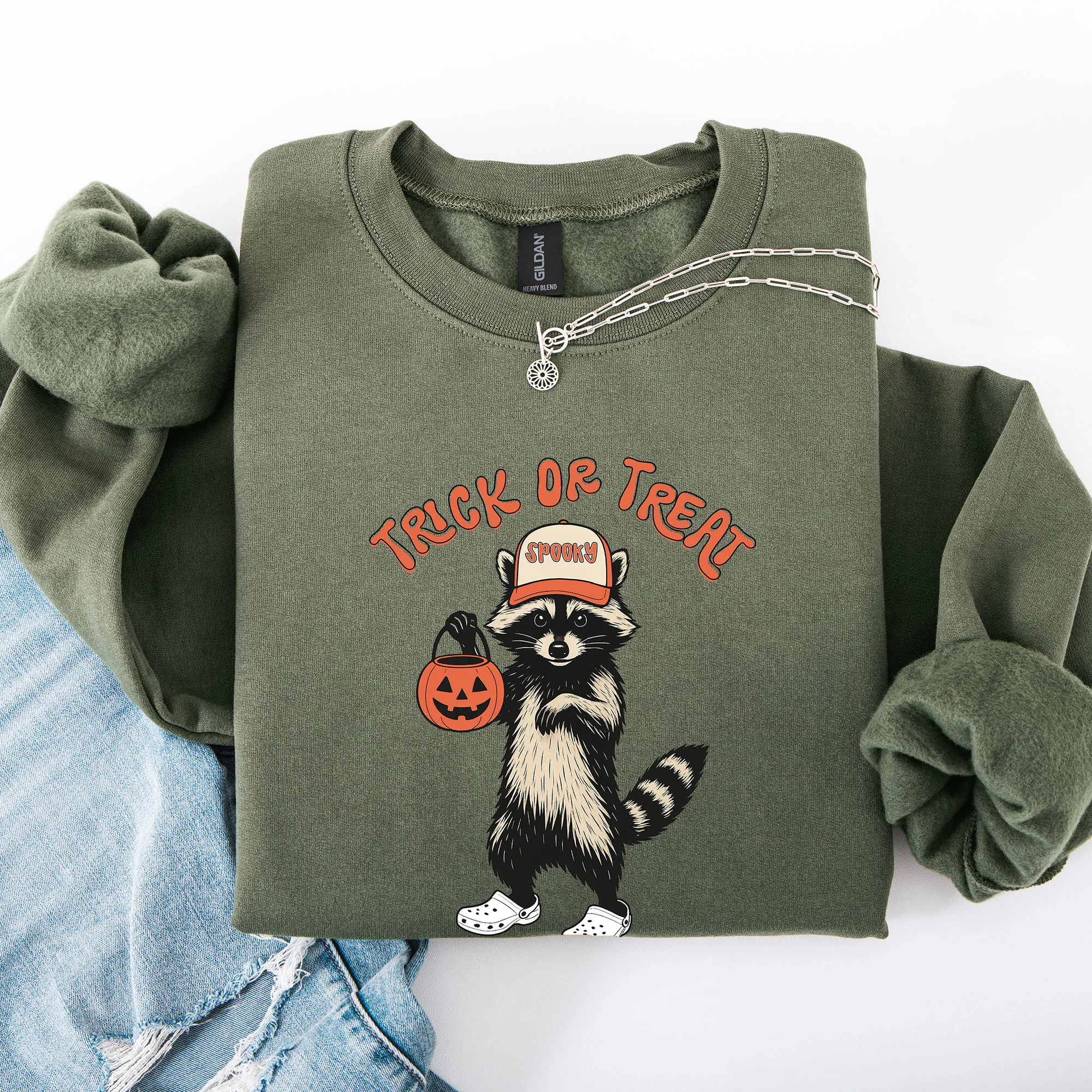 Raccoon, Trick or Treat, Cute, Halloween, Spooky Sweatshirt sold by Refinery Number One product image thumbnail 3