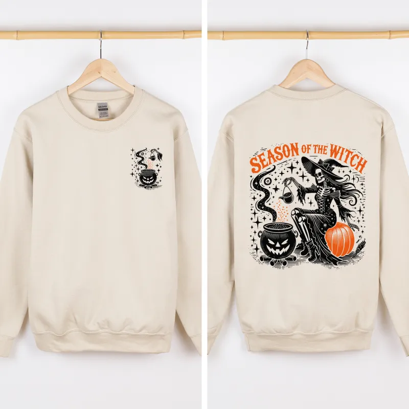 Season of the Witch, Halloween, Front and Back, Spooky Sweatshirt sold by Refinery Number One