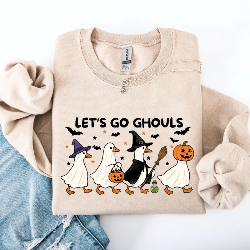 Let's Go Ghouls, Funny Geese, Goose, Halloween, Witch Sweatshirt sold by Refinery Number One