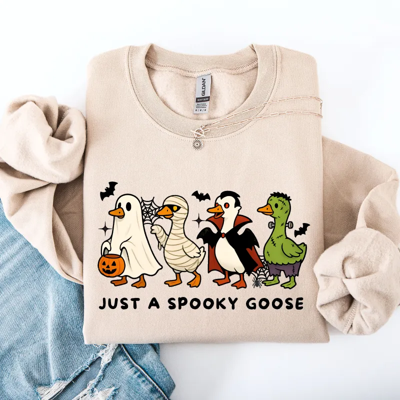 Just A Spooky Goose, Dracula, Vampire, Ghost, Mummy, Halloween, Funny Sweatshirt sold by Refinery Number One