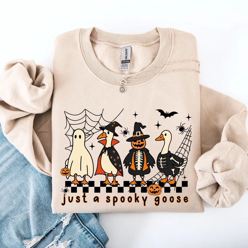 Just A Spooky Goose, Checkered, Halloween, Spooky Sweatshirt sold by Refinery Number One