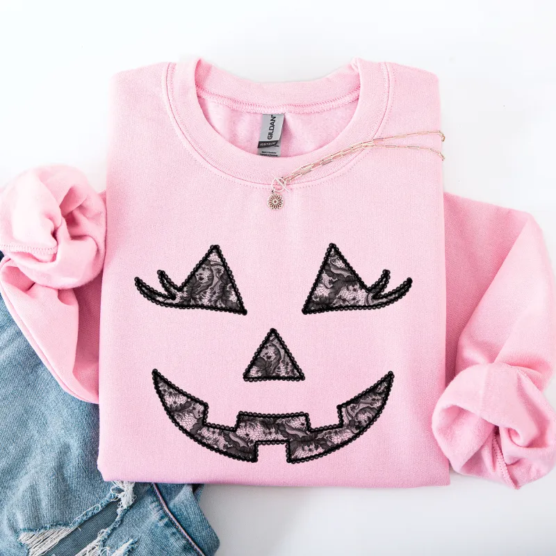 Jack o Lantern, Coquette, Faux Lace, Halloween Sweatshirt sold by Refinery Number One