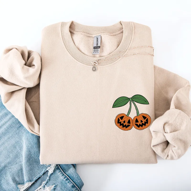 Jack o Lantern, Cherry, Halloween, Cute, Vintage, Retro Pocket Sweatshirt sold by Refinery Number One