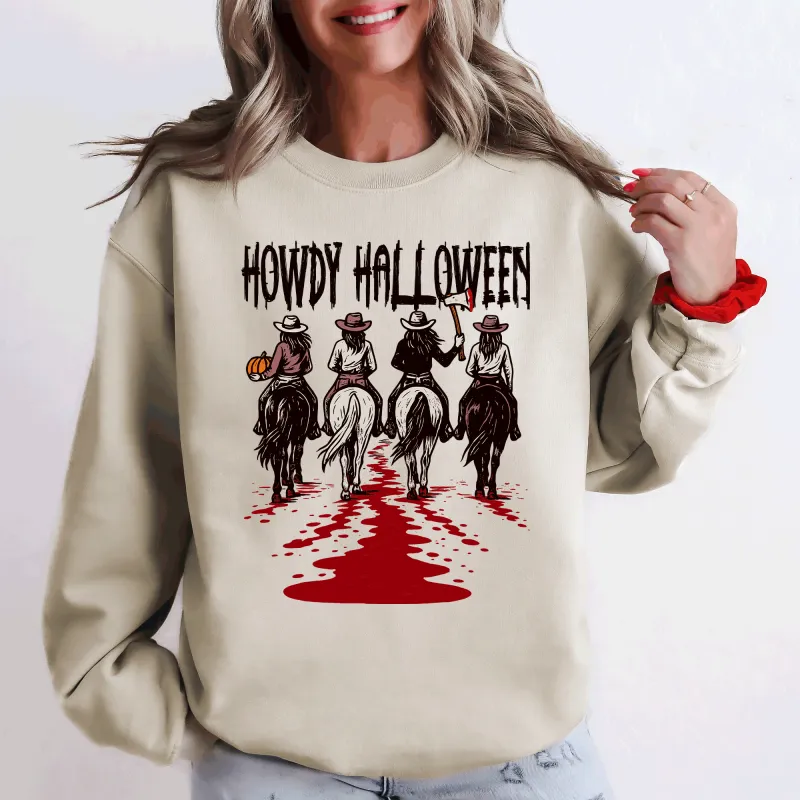 Howdy Halloween, Cowgirls, Western, Spooky Sweatshirt sold by Refinery Number One