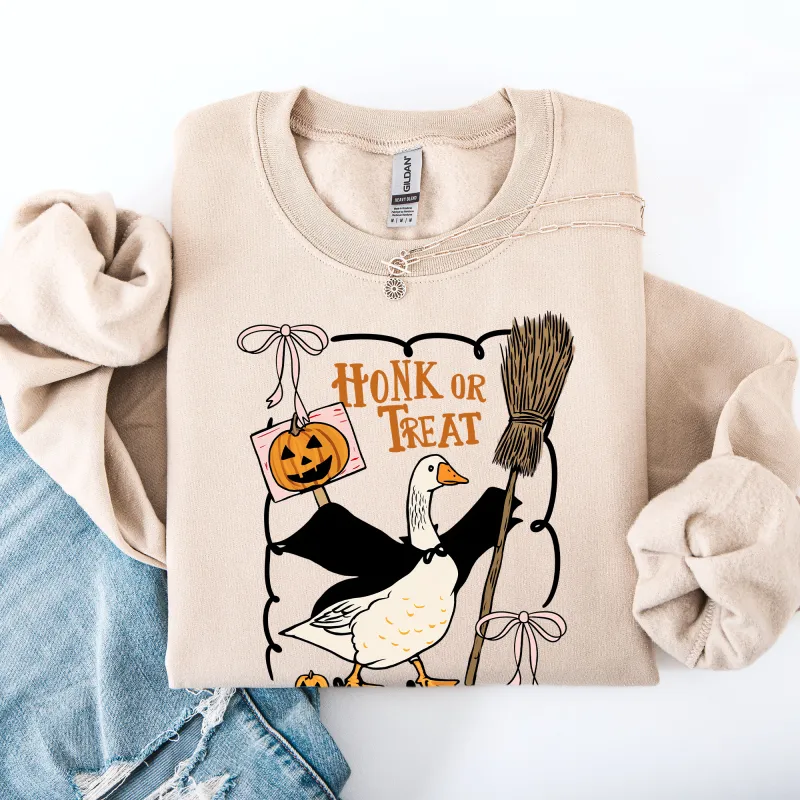 Honk or Treat, Cute Goose, Halloween, Witch Sweatshirt sold by Refinery Number One