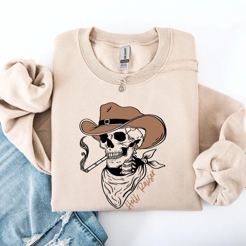 Hell Raiser, Skeleton, Halloween, Spooky, Cowboy, Country, Western Sweatshirt sold by Refinery Number One