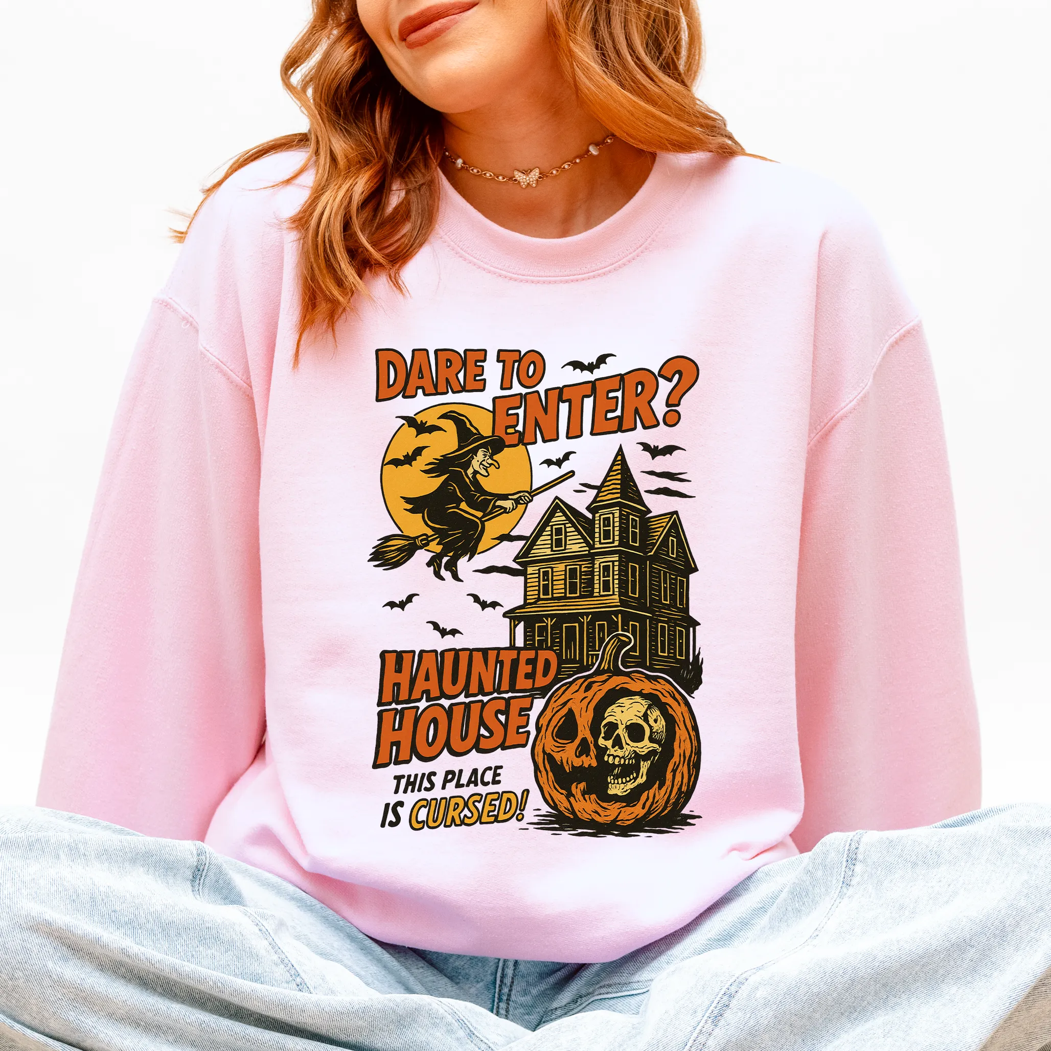 Haunted House, Halloween, Retro, Spooky, Witch Sweatshirt sold by Refinery Number One product image thumbnail 5