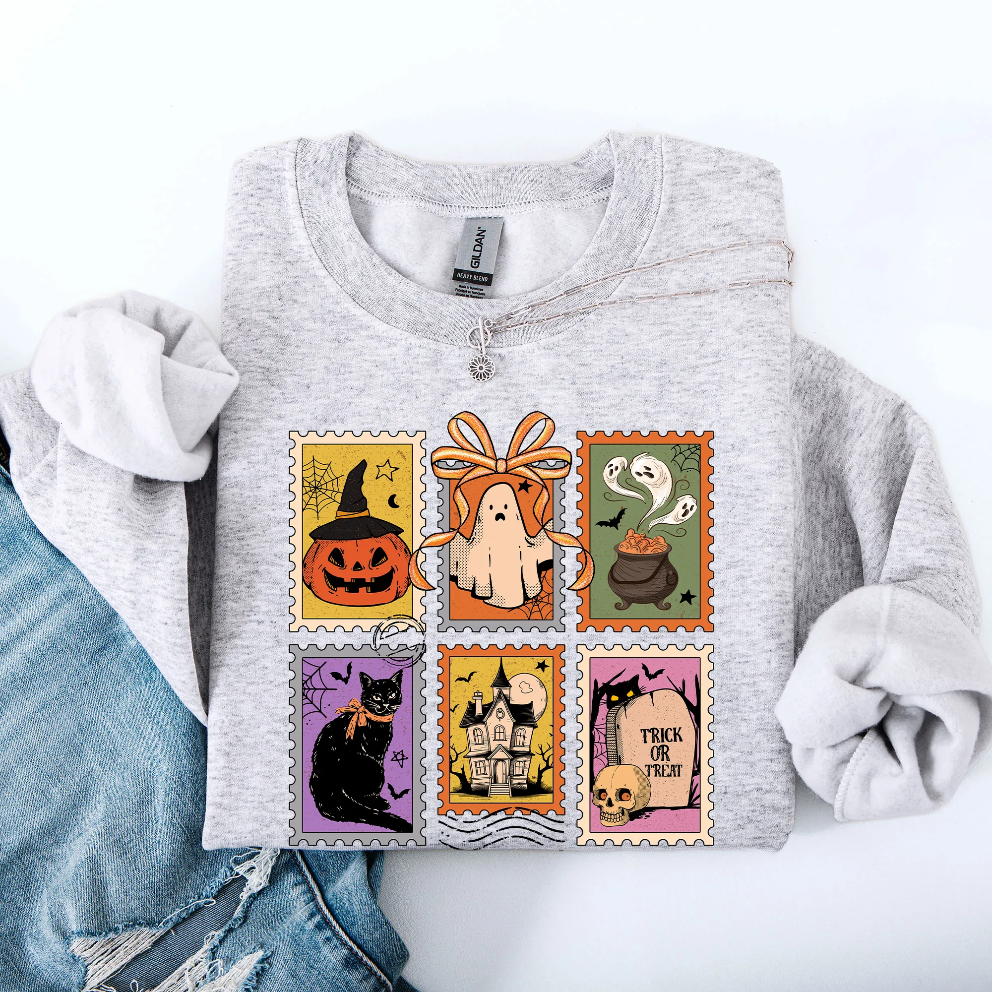Halloween, Ghost, Black Cat, Pumpkin, Witch, Classic Sweatshirt sold by Refinery Number One product image thumbnail 5